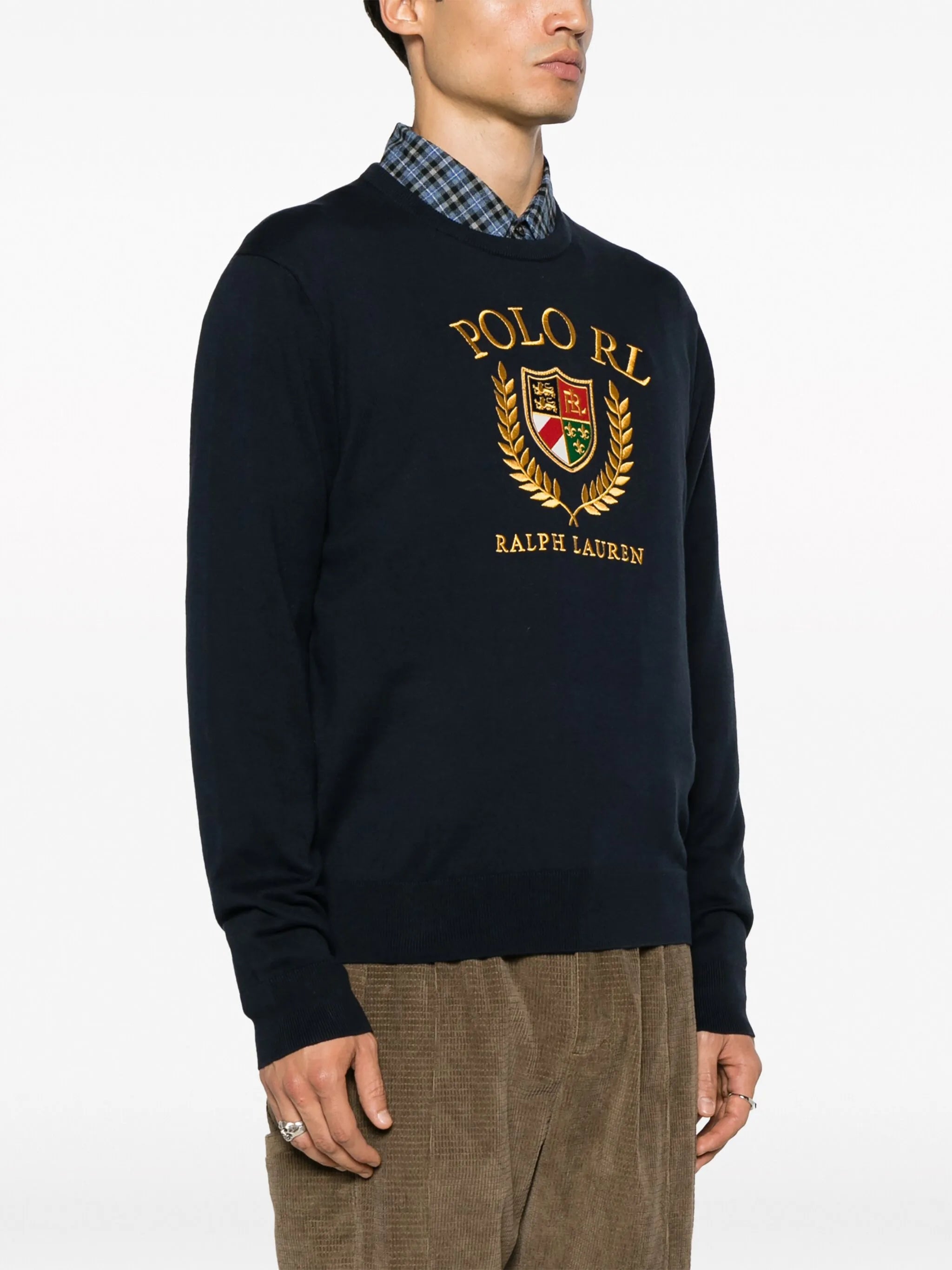 logo-embroidered cotton jumper