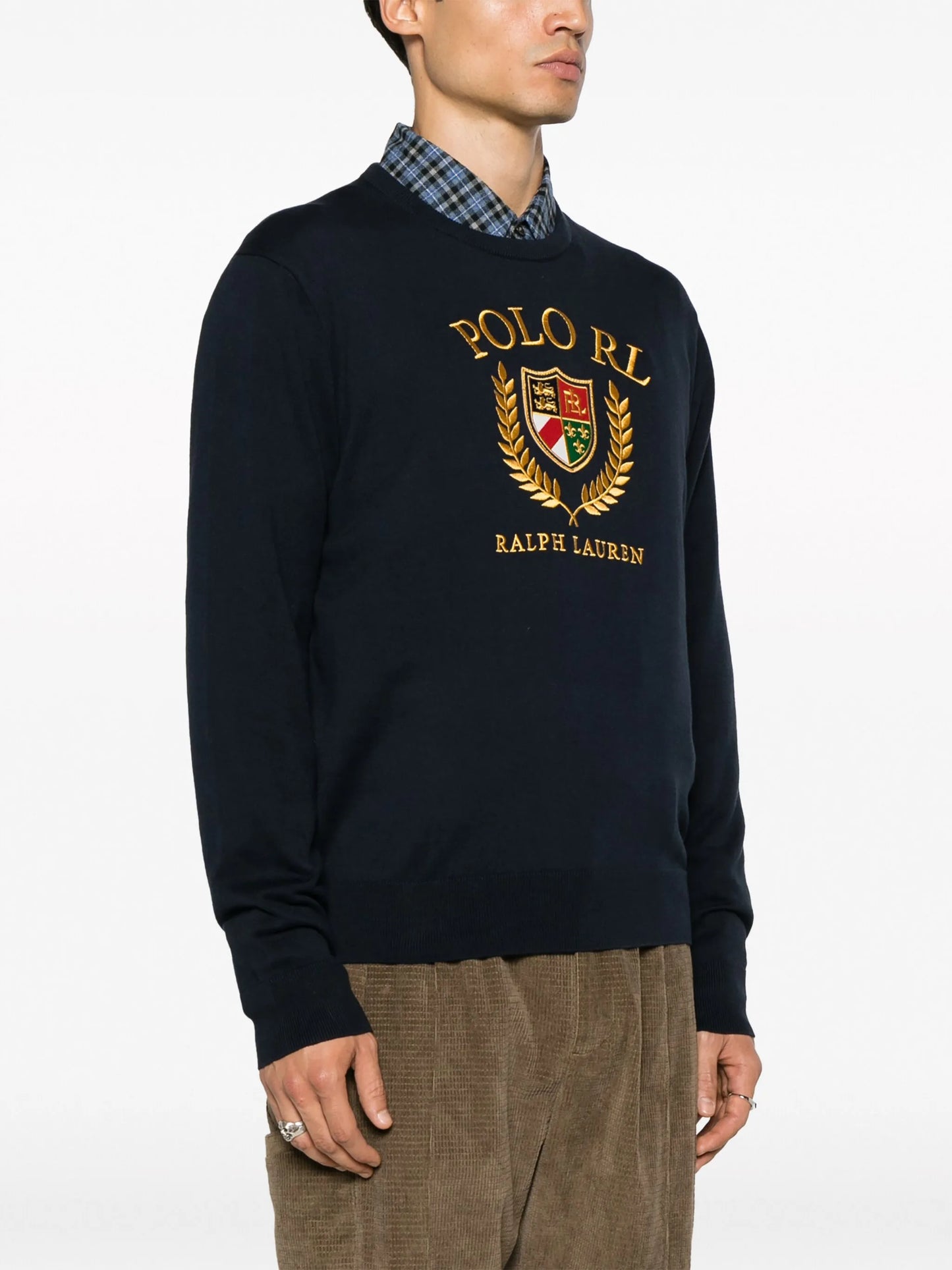 logo-embroidered cotton jumper