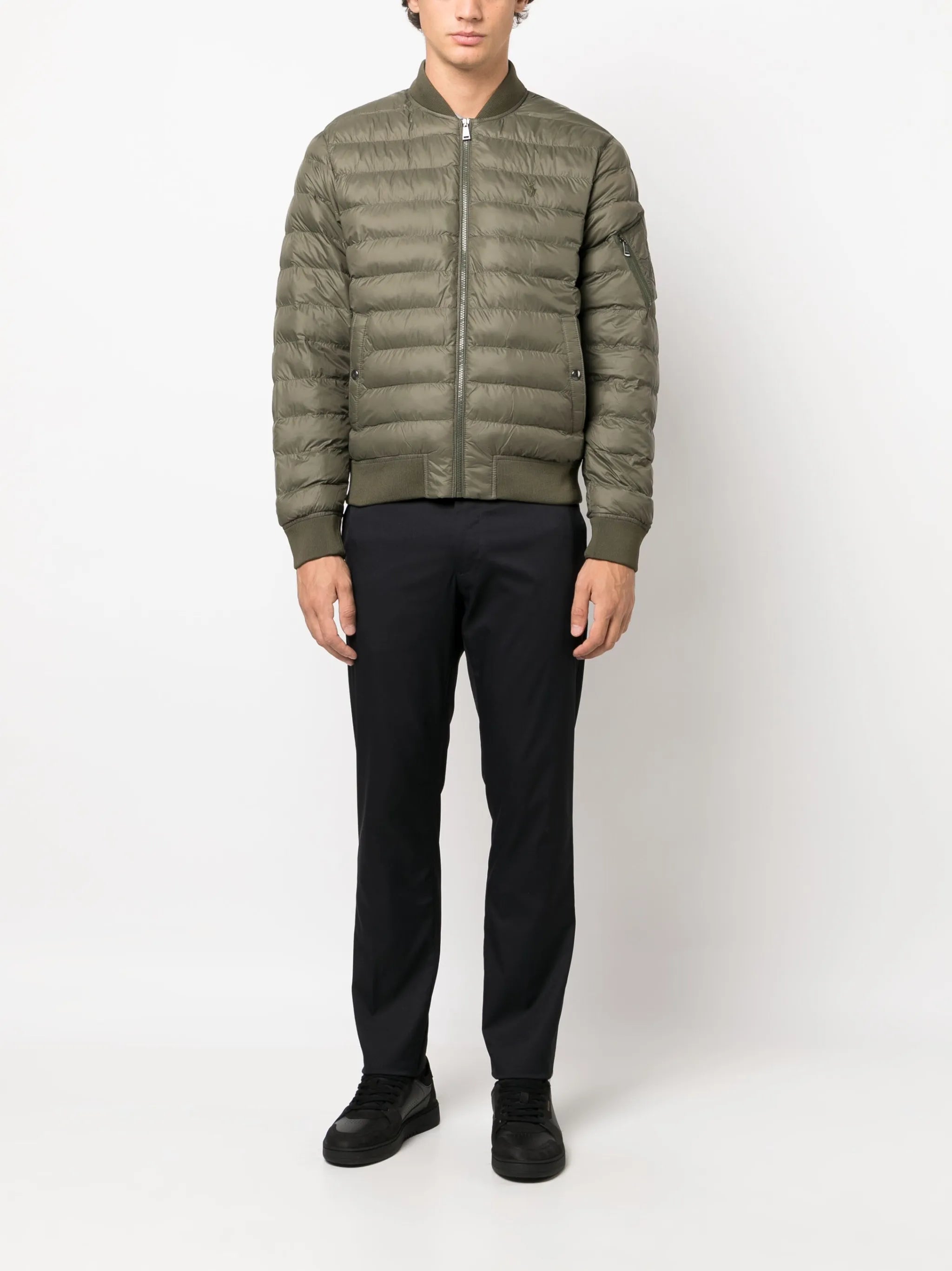Polo Pony-motif padded bomber jacket