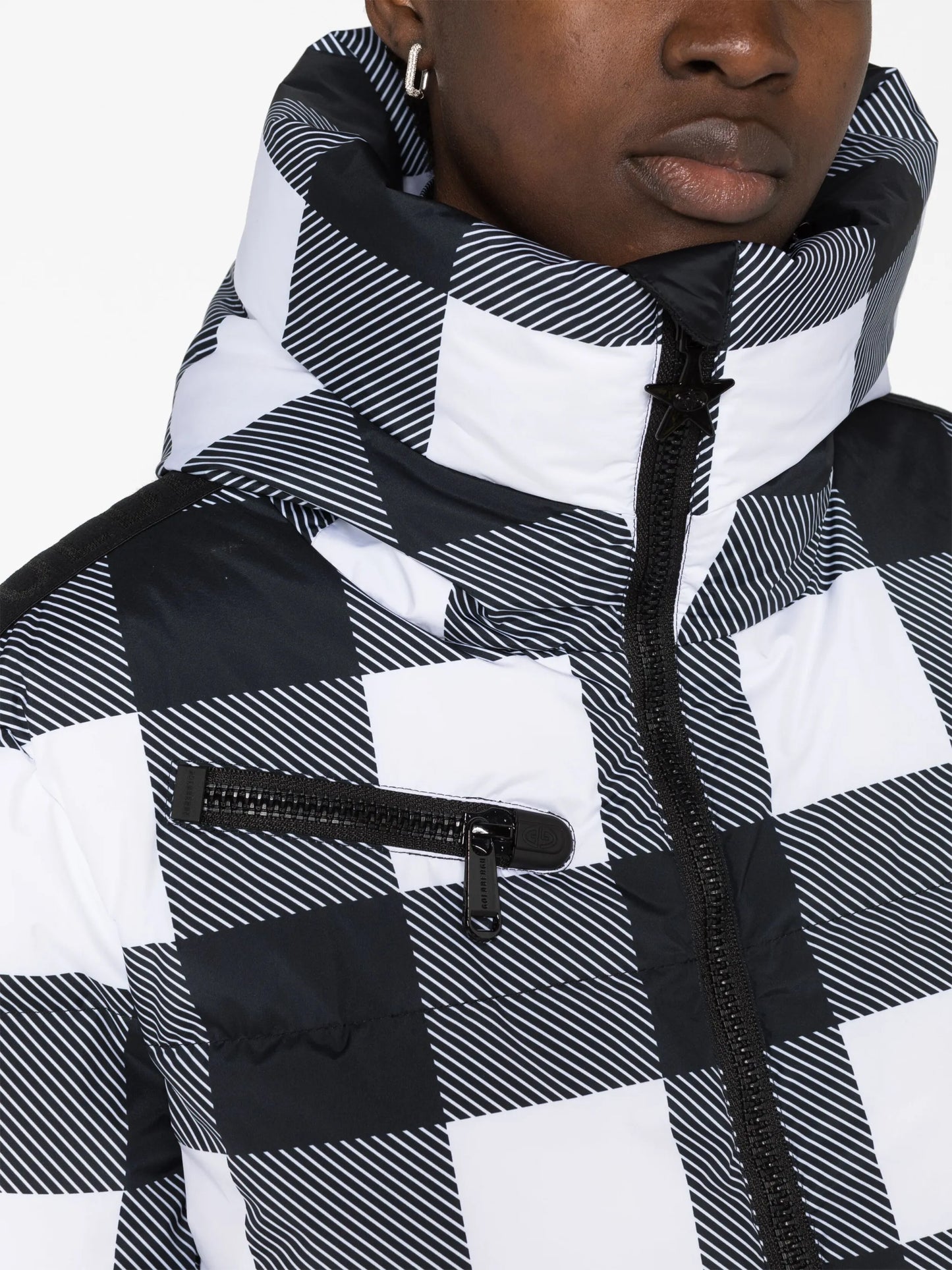 Cabin gingham hooded ski jacket