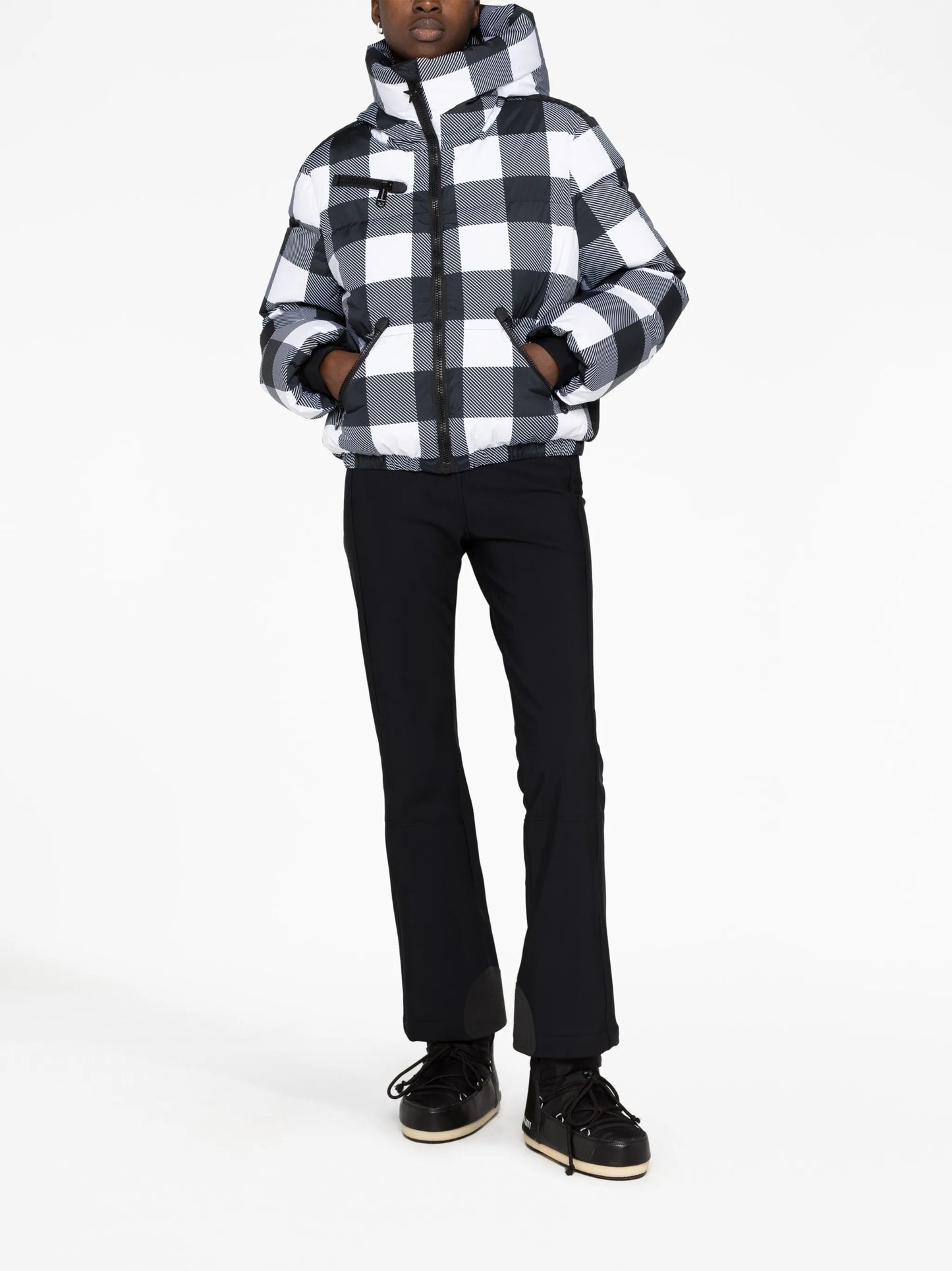 Cabin gingham hooded ski jacket