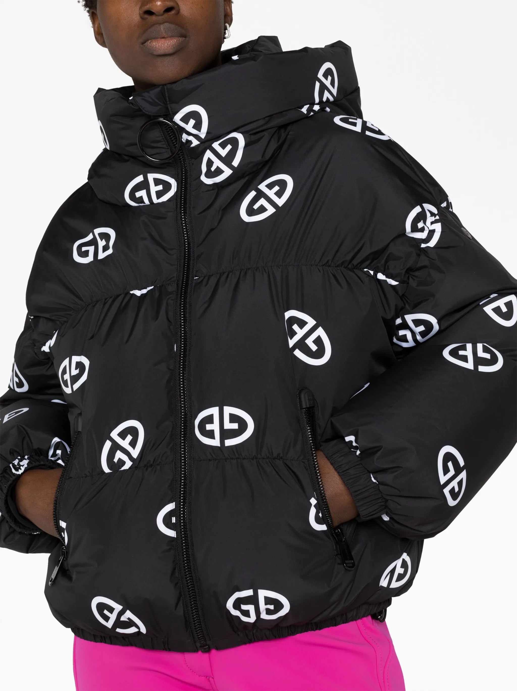 monogram-print ski jacket