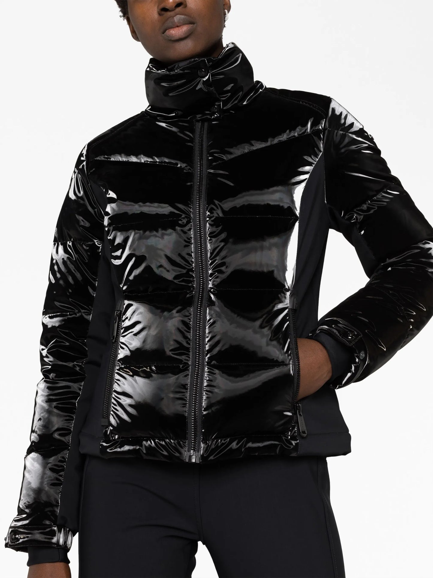 glossed padded ski jacket