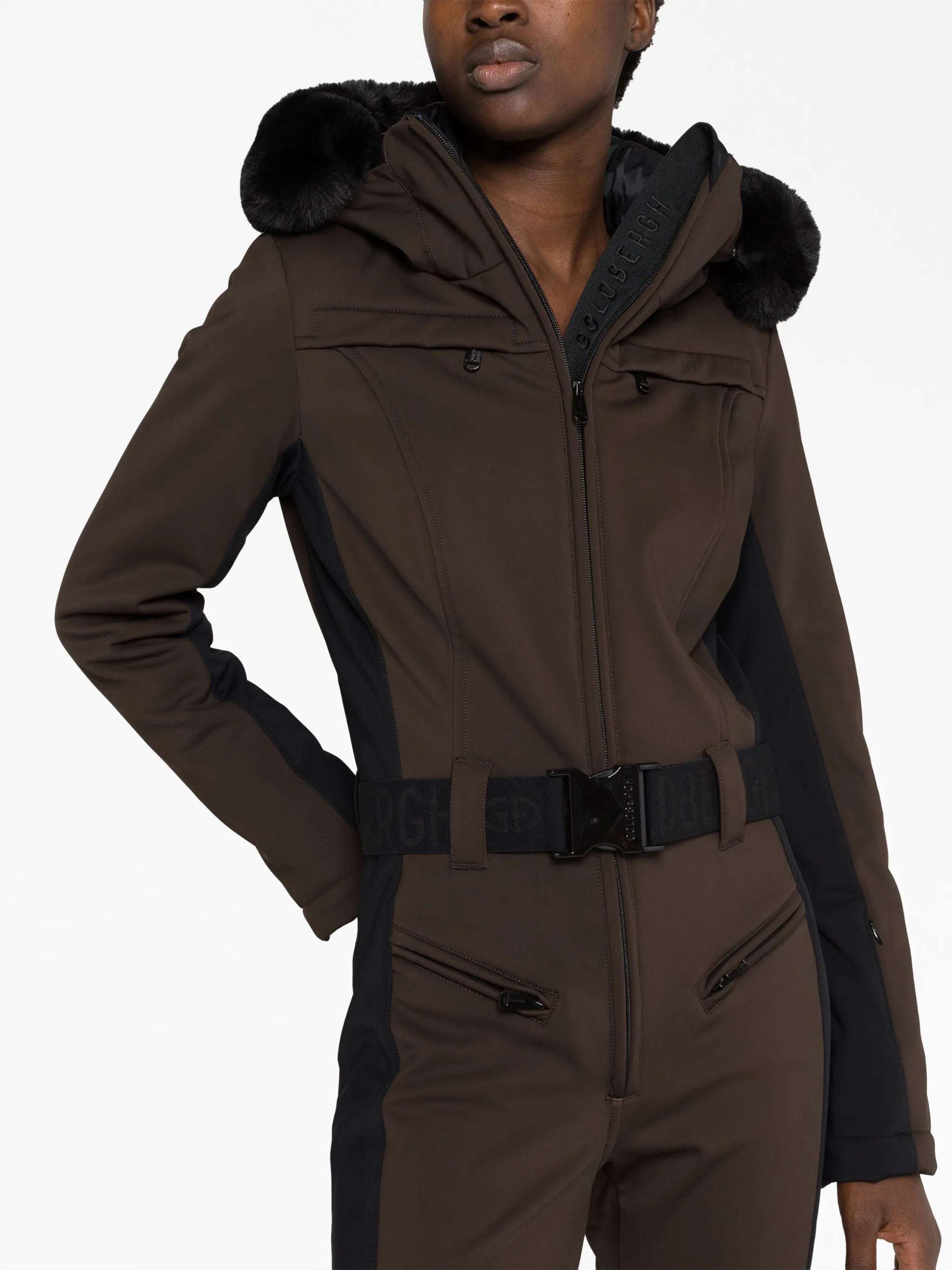Parry belted softshell ski jumpsuit