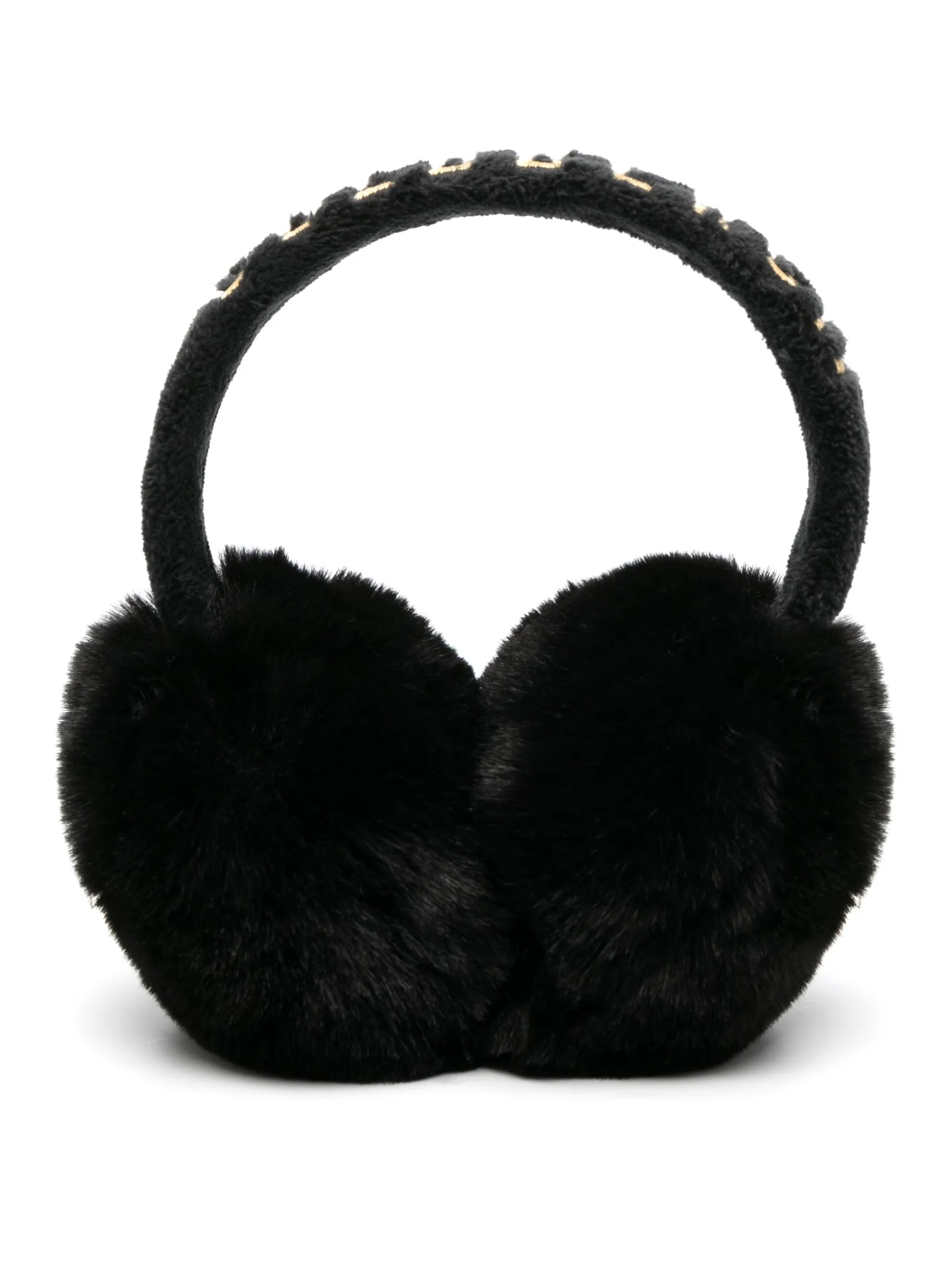logo-embroidered faux-fur ear muffs