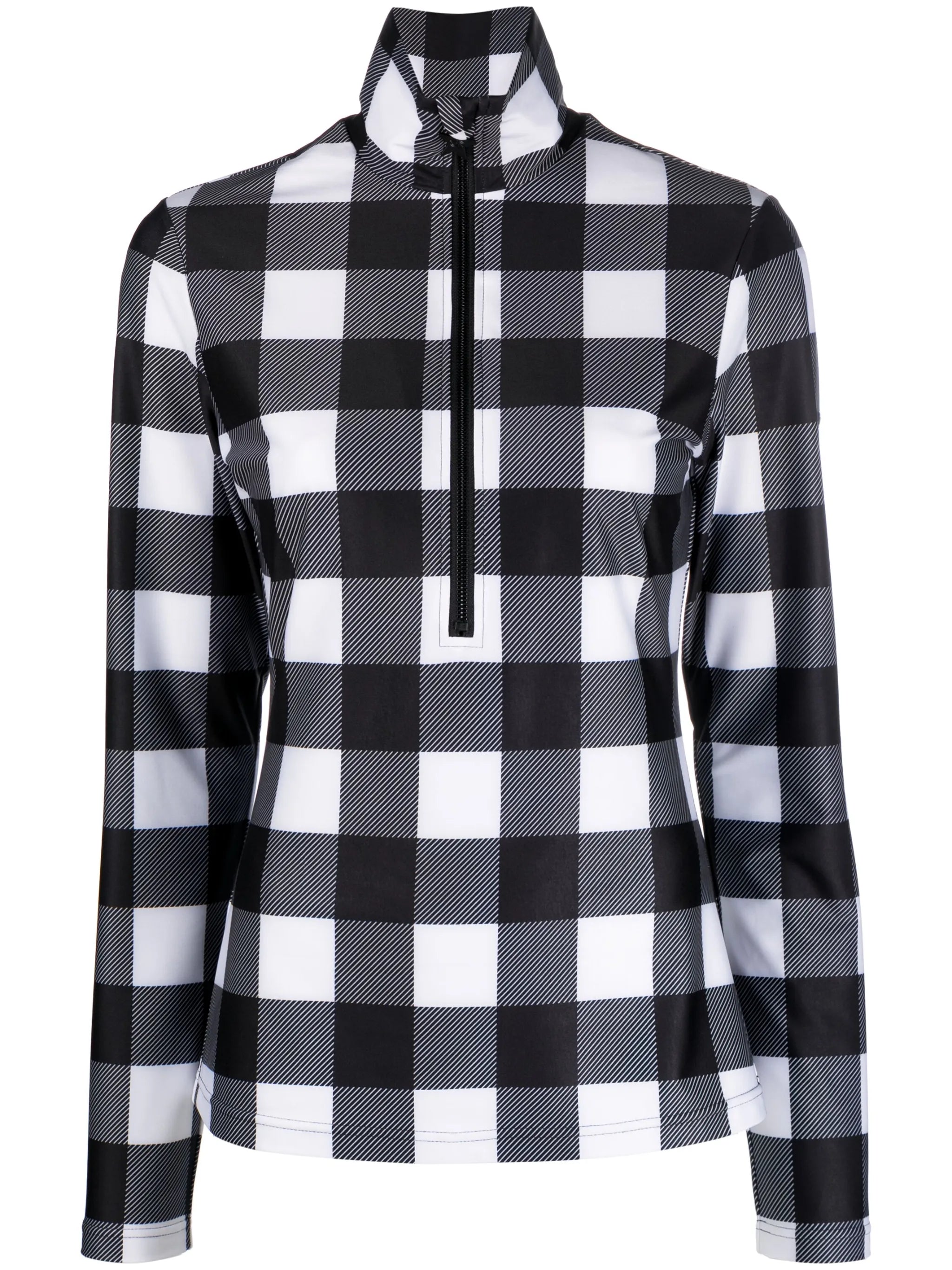 check-print half-zip ski top