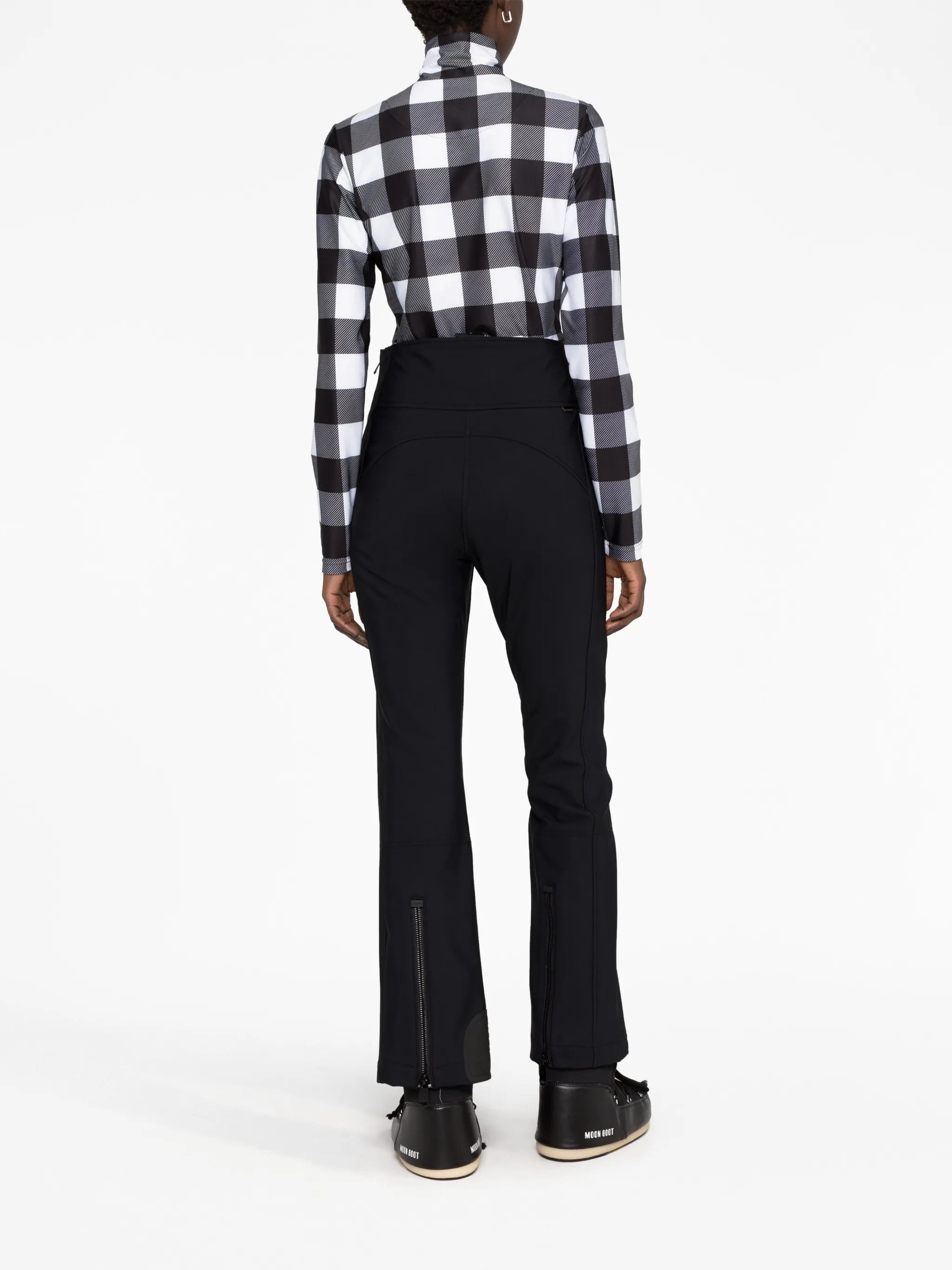 check-print half-zip ski top