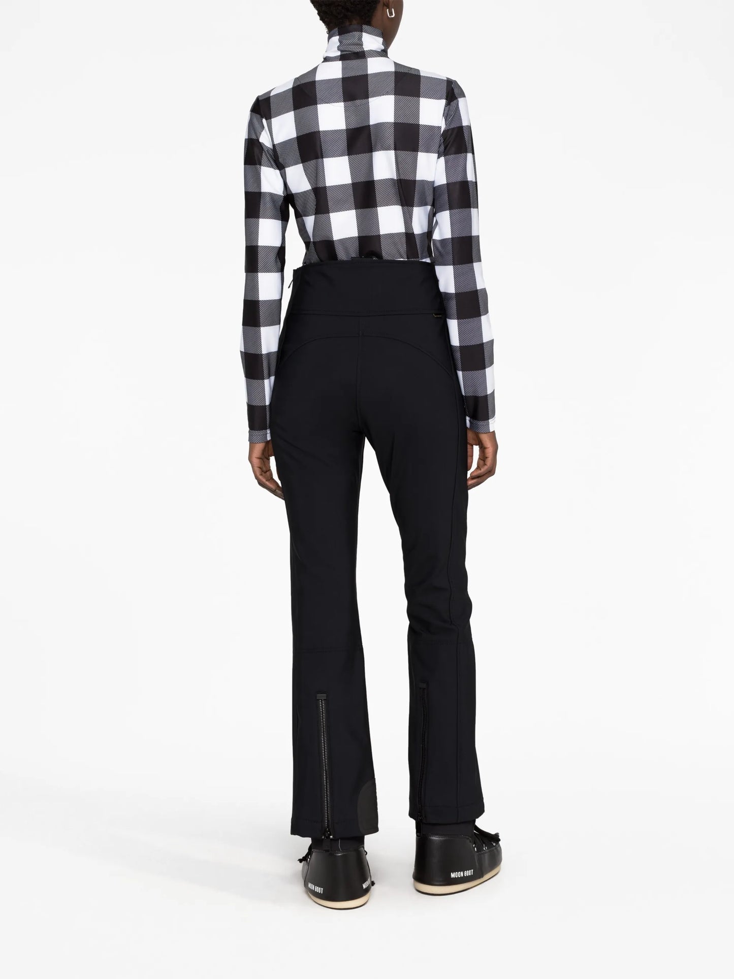 check-print half-zip ski top