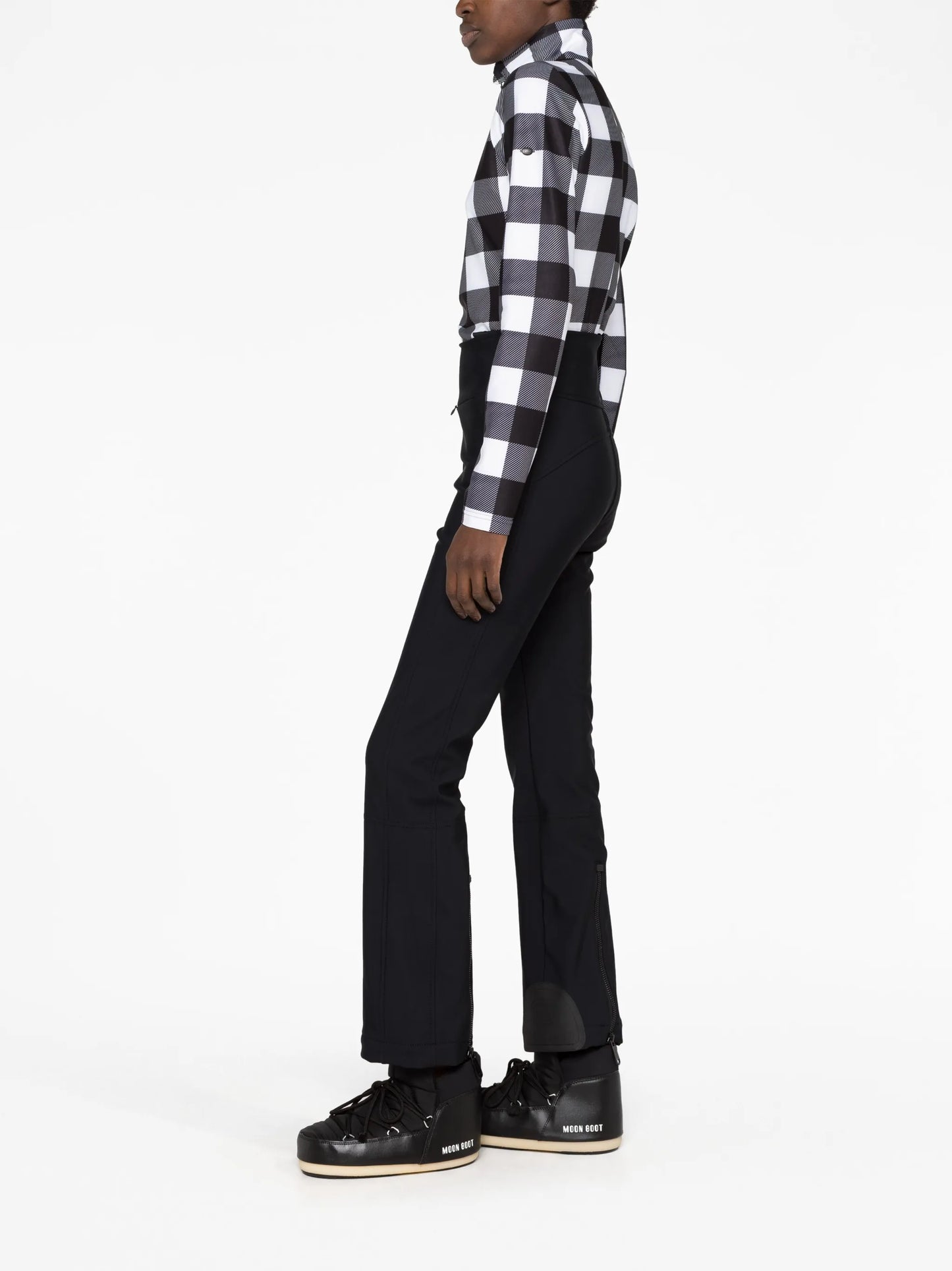 check-print half-zip ski top