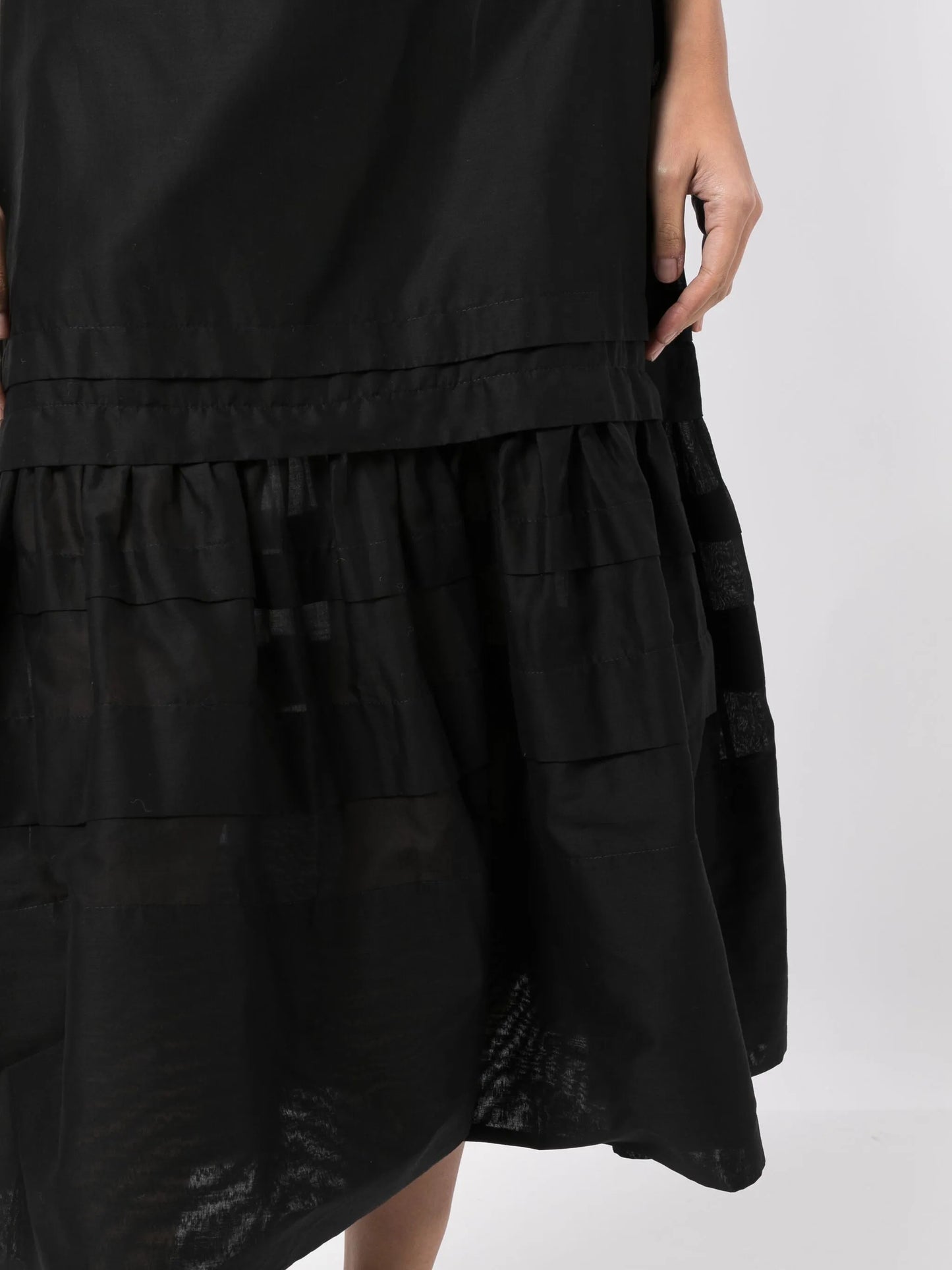 ruffled tiered midi skirt