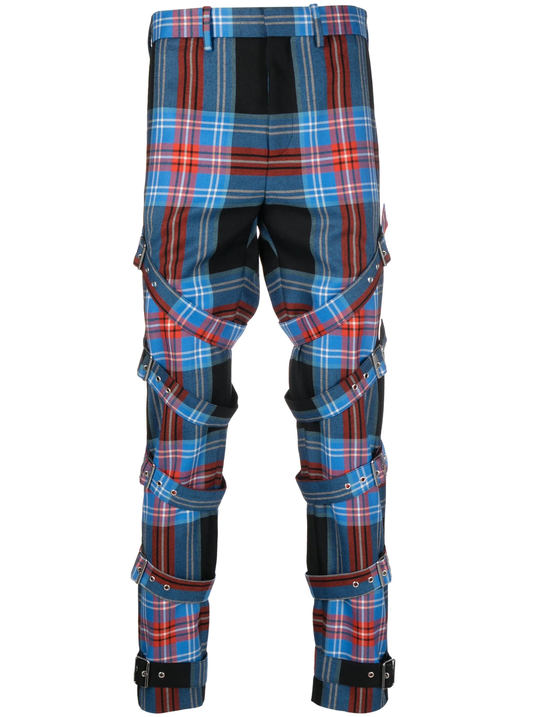 checked buckle-detailed trousers