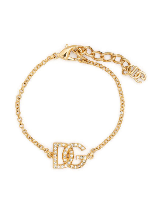 logo-charm crystal-embellished bracelet