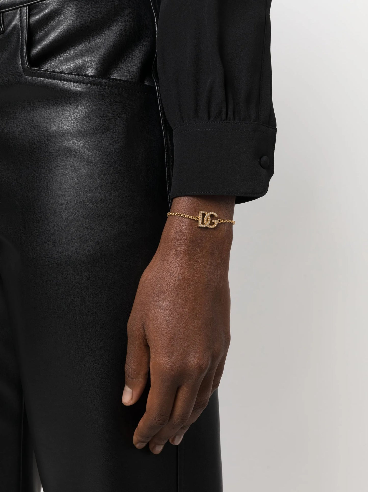 logo-charm crystal-embellished bracelet