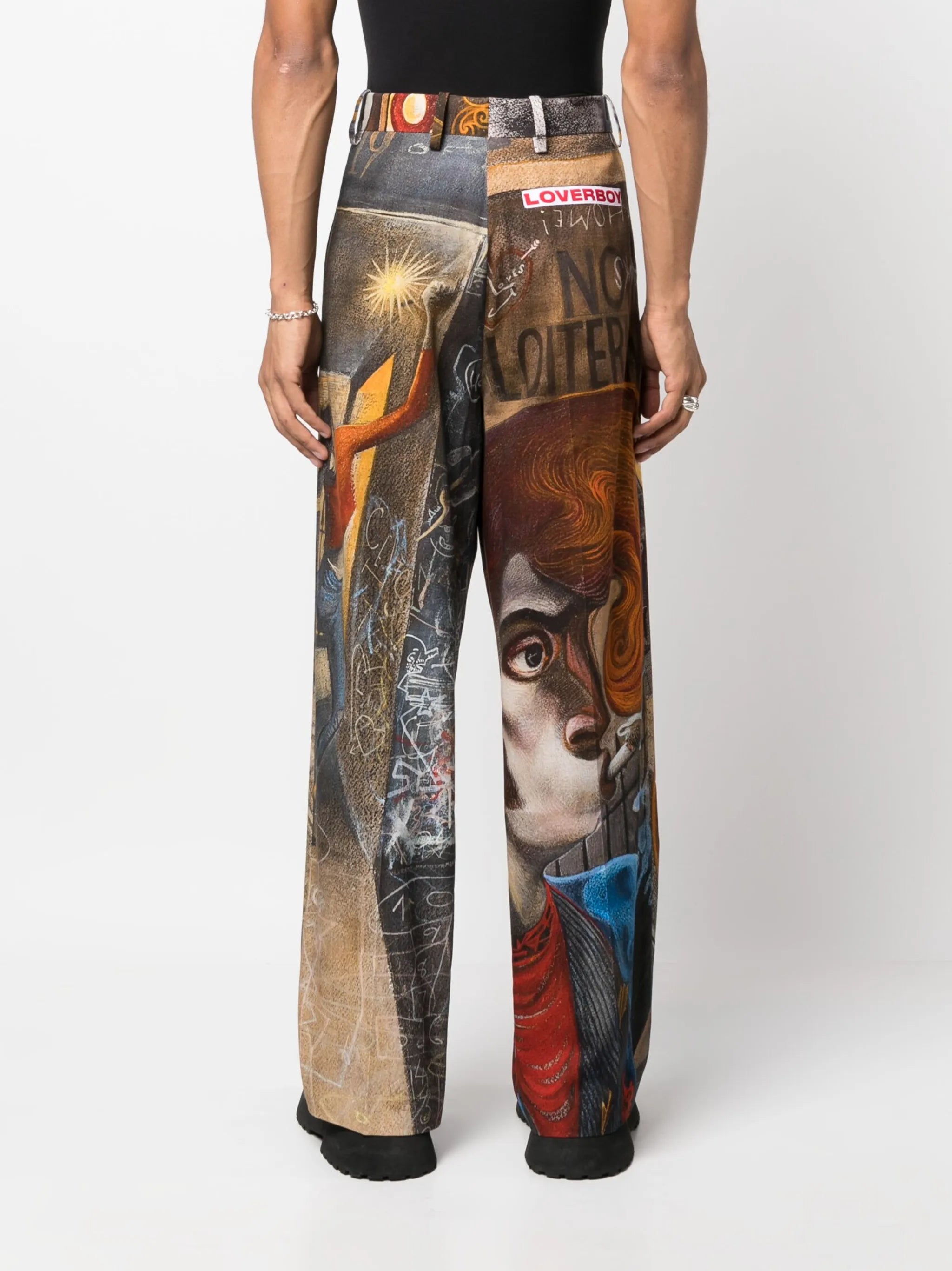 graphic-print wide-fit trousers
