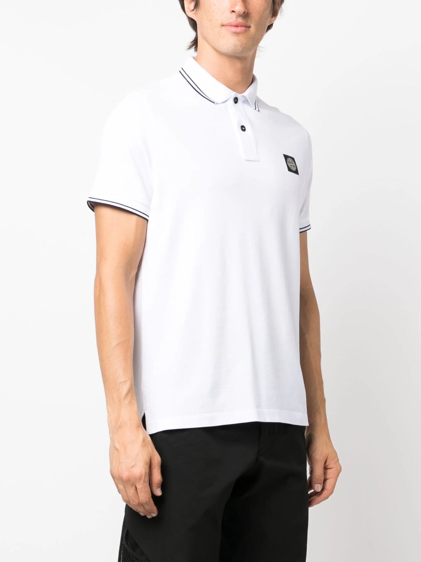 Compass-motif stretch-cotton polo shirt