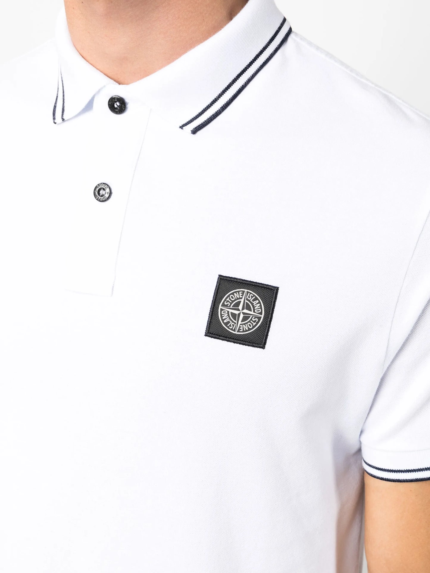 Compass-motif stretch-cotton polo shirt