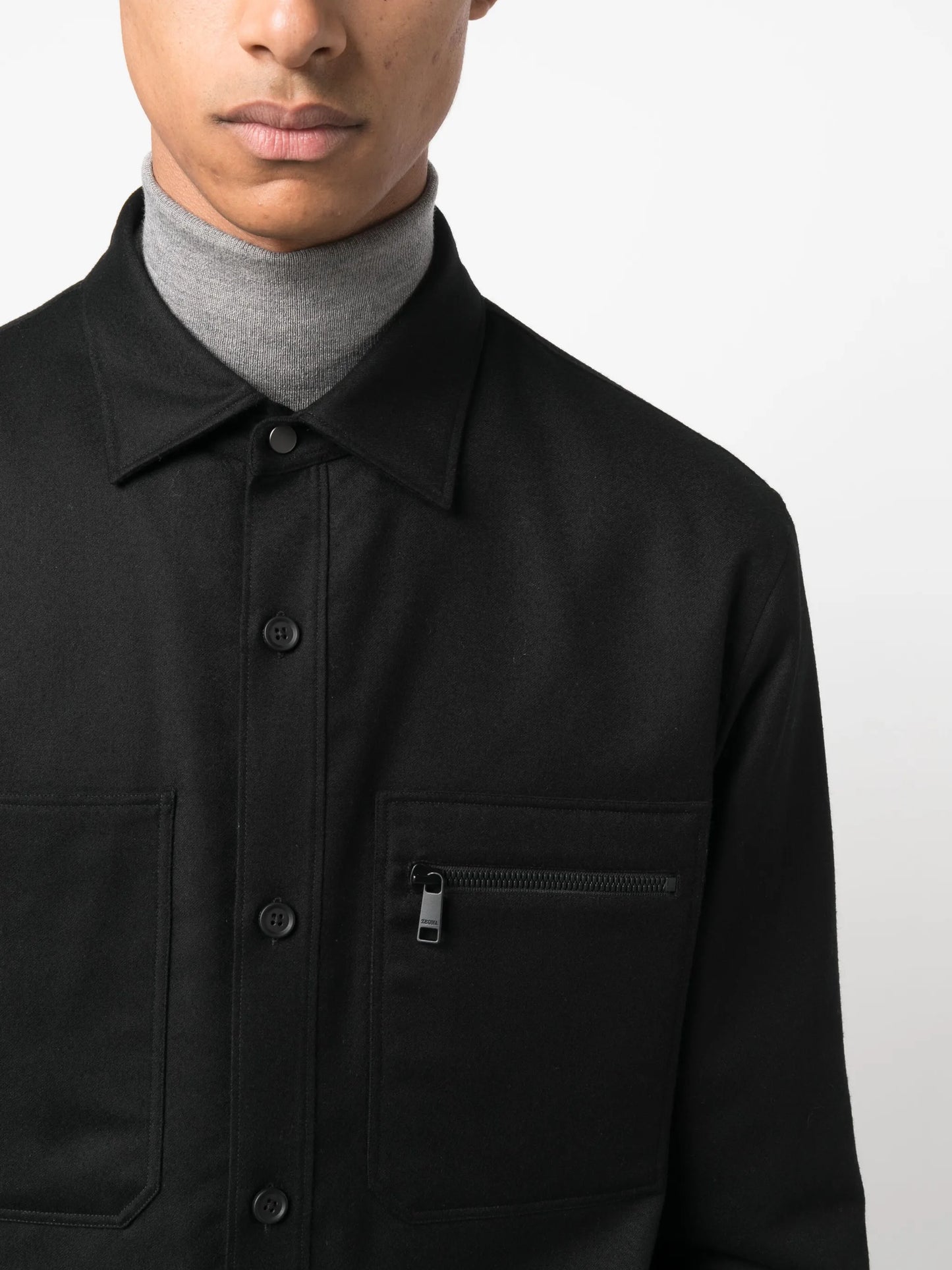 button-up wool shirt jacket