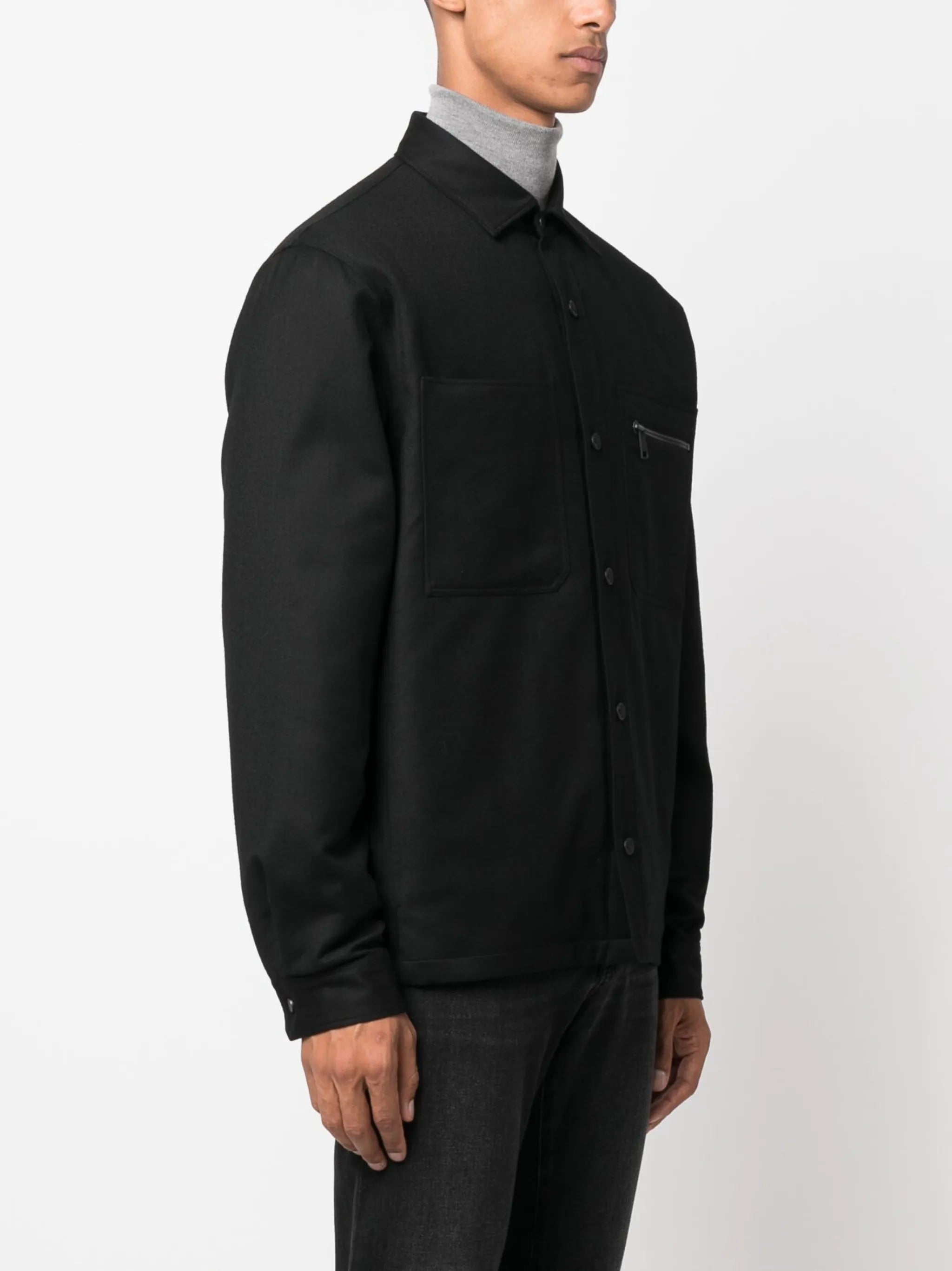 button-up wool shirt jacket