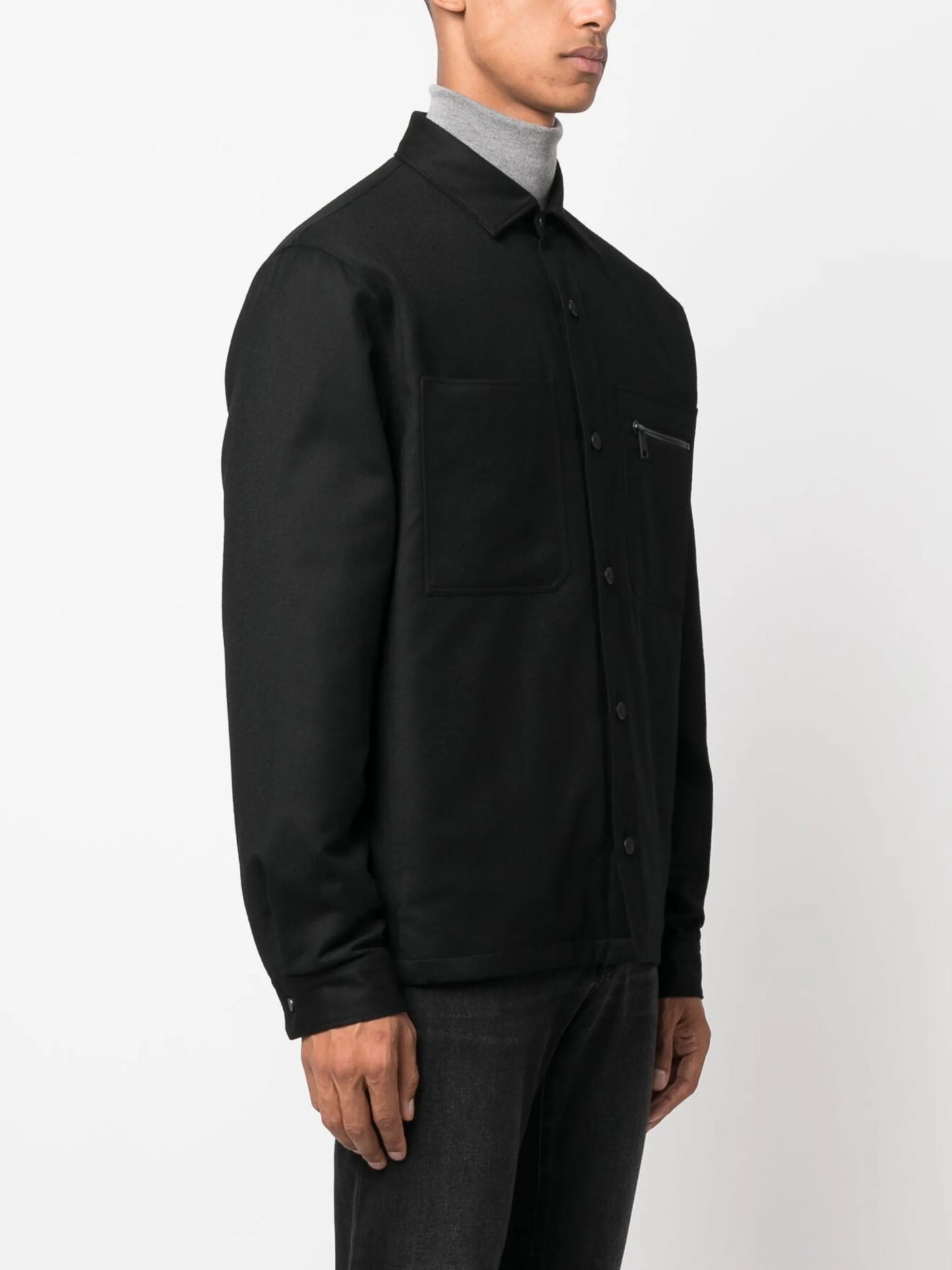 button-up wool shirt jacket