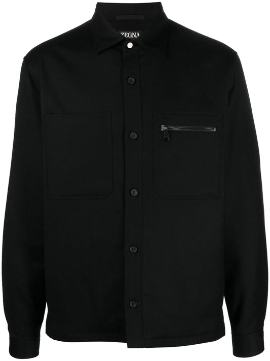 button-up wool shirt jacket