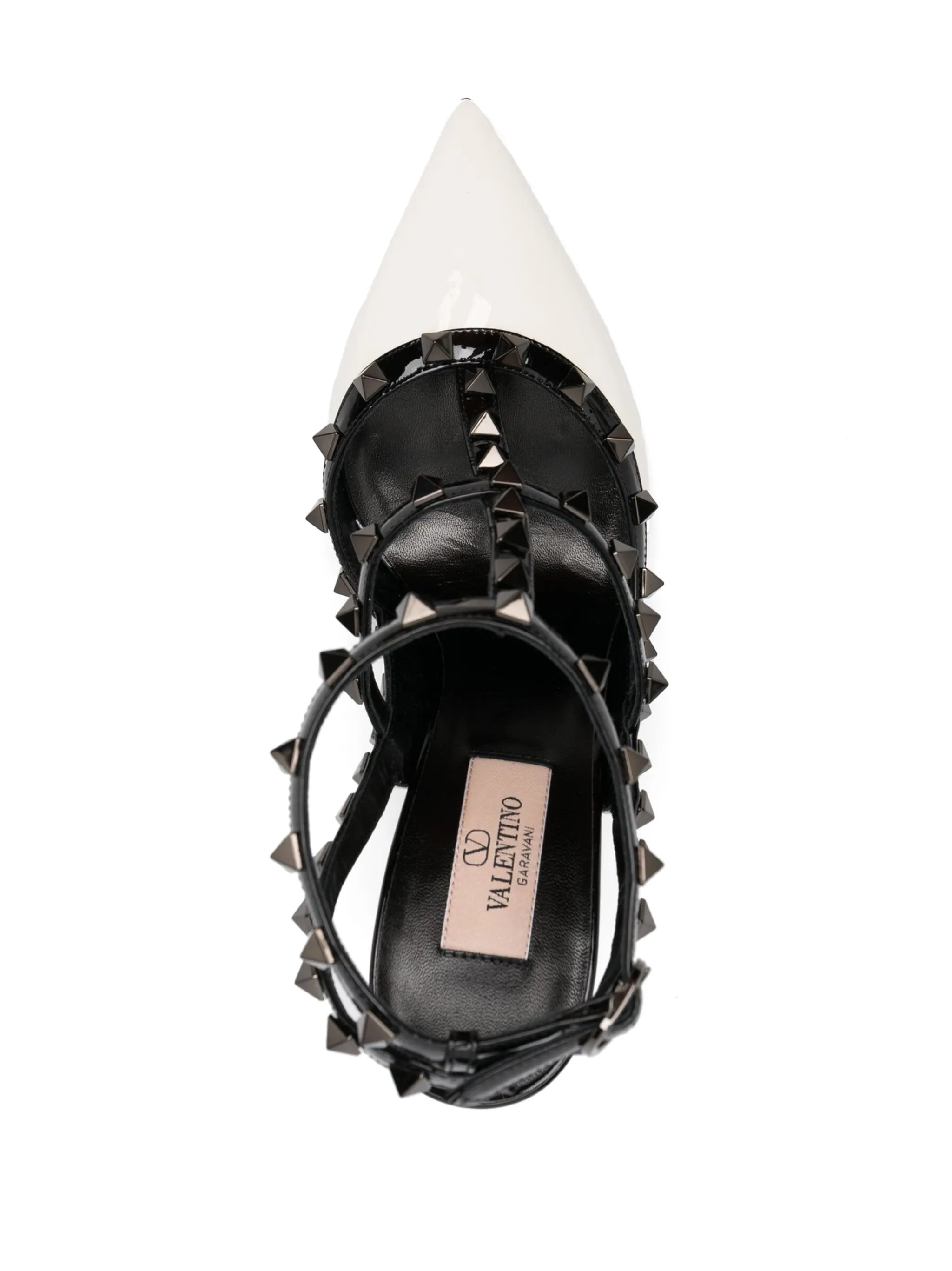 ROCKSTUD TWO-TONE PATENT LEATHER PUMP WITH MATCHING STRAPS AND STUDS 100MM