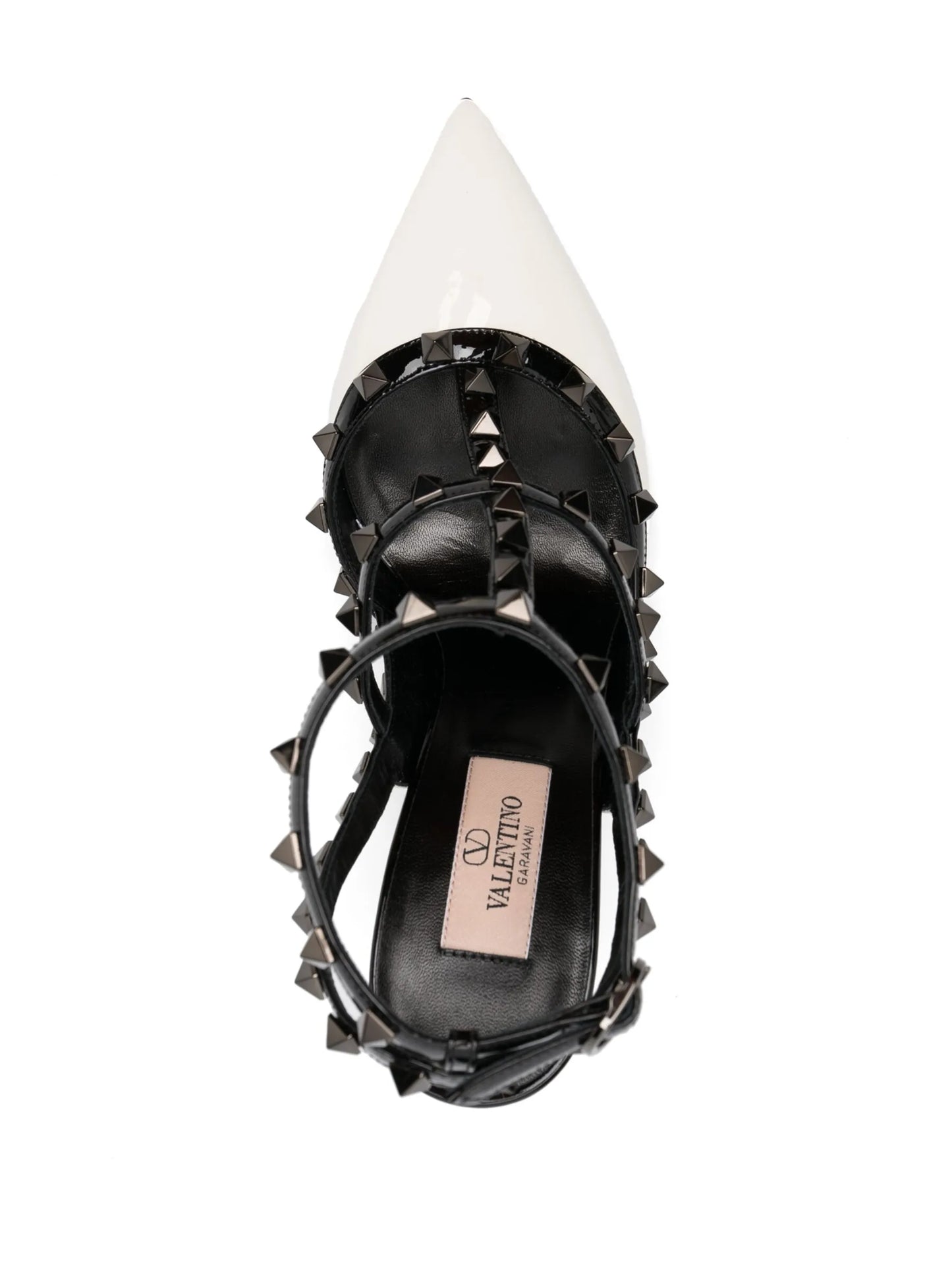ROCKSTUD TWO-TONE PATENT LEATHER PUMP WITH MATCHING STRAPS AND STUDS 100MM
