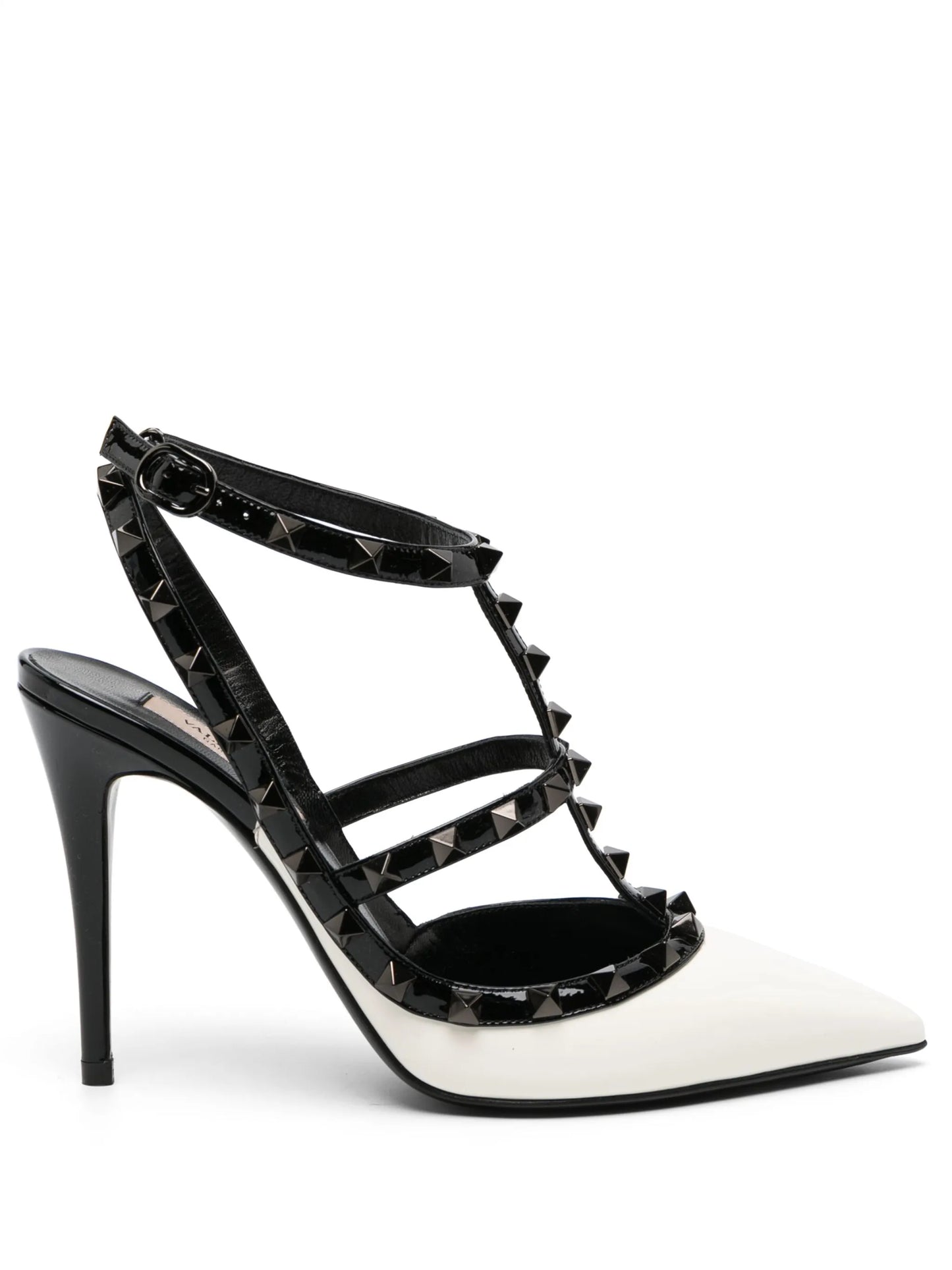 ROCKSTUD TWO-TONE PATENT LEATHER PUMP WITH MATCHING STRAPS AND STUDS 100MM