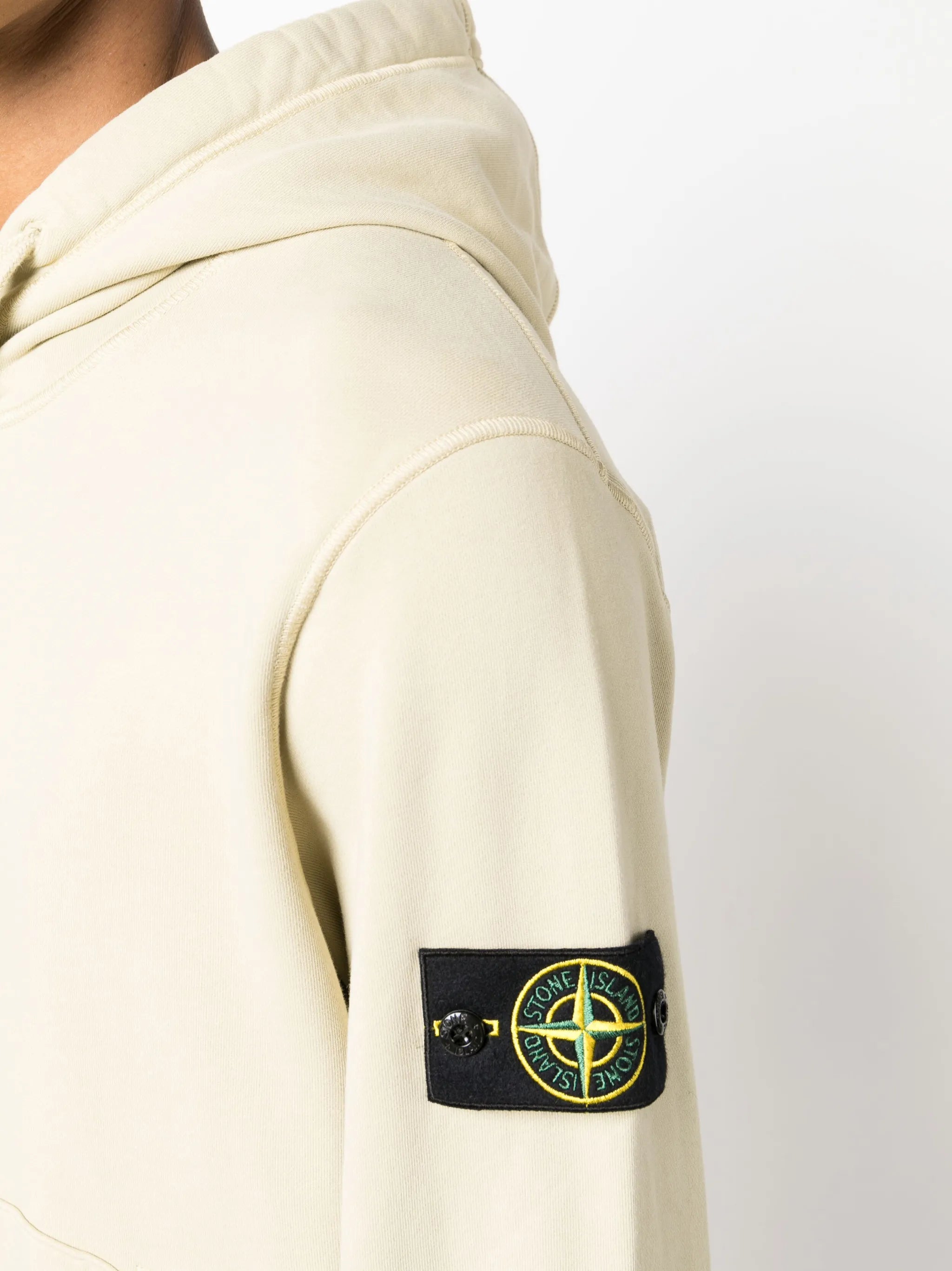 Compass logo-patch drawstring cotton hoodie