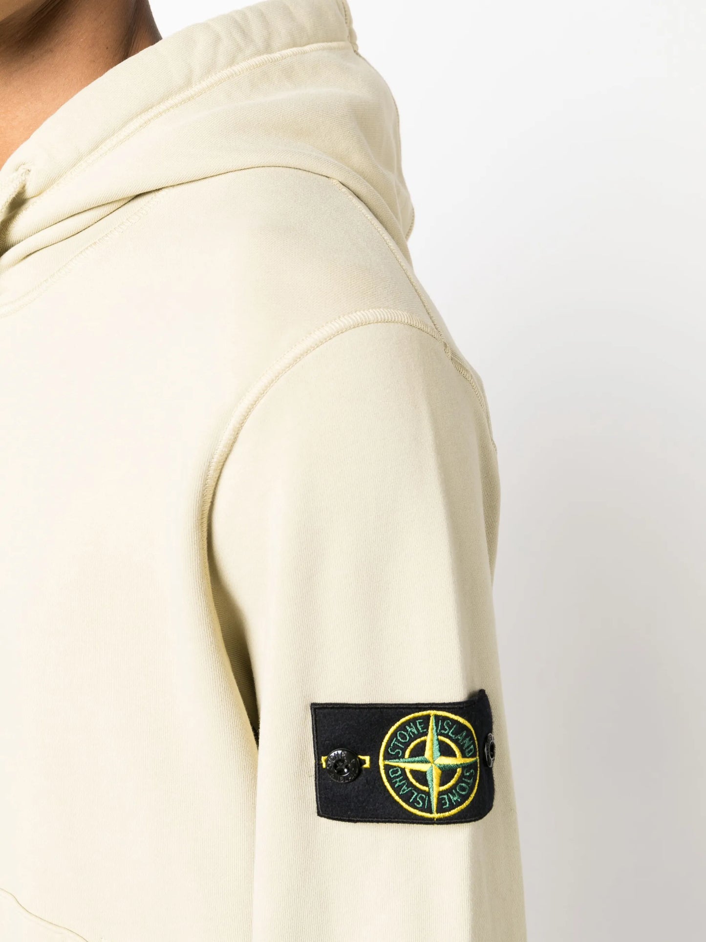 Compass logo-patch drawstring cotton hoodie