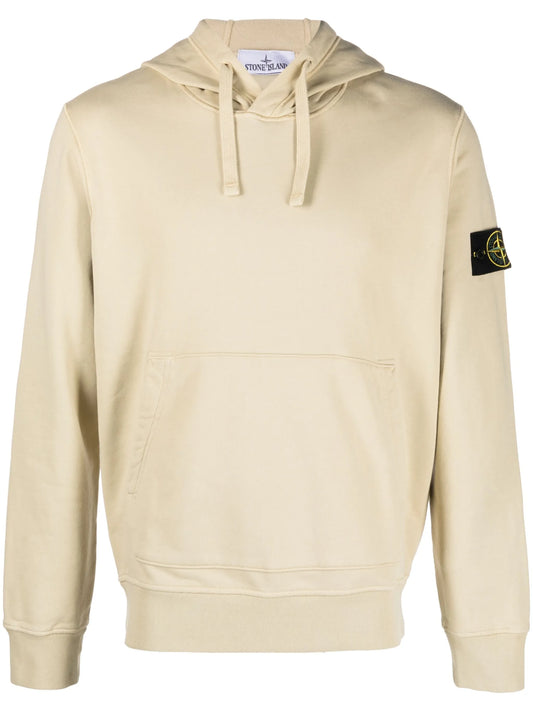 Compass logo-patch drawstring cotton hoodie