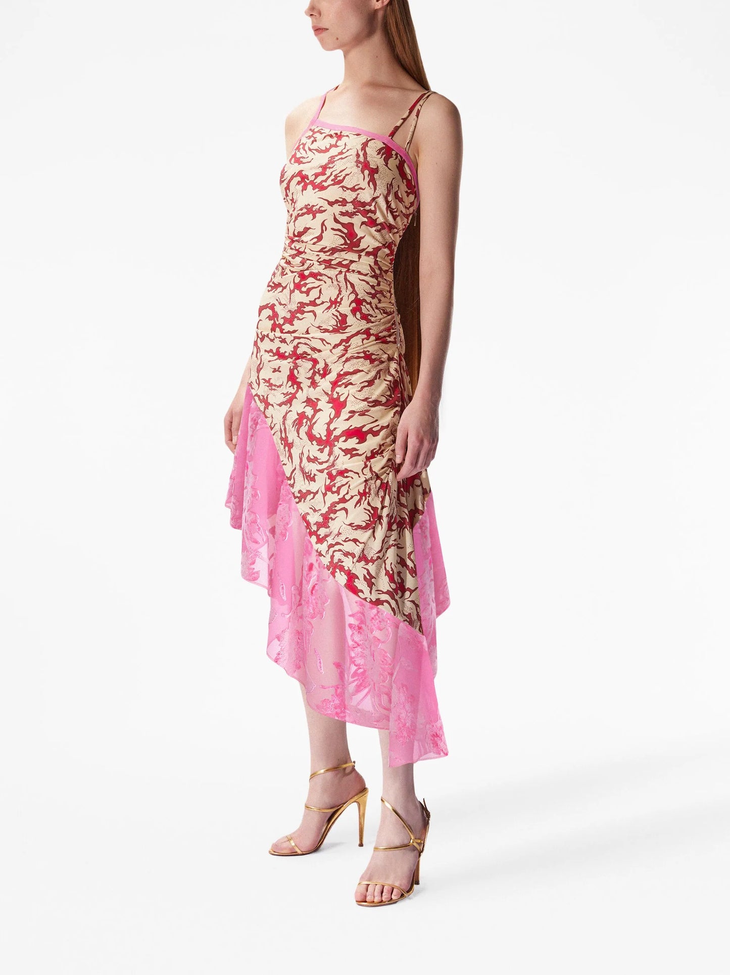 Albi asymmetric ruched midi dress