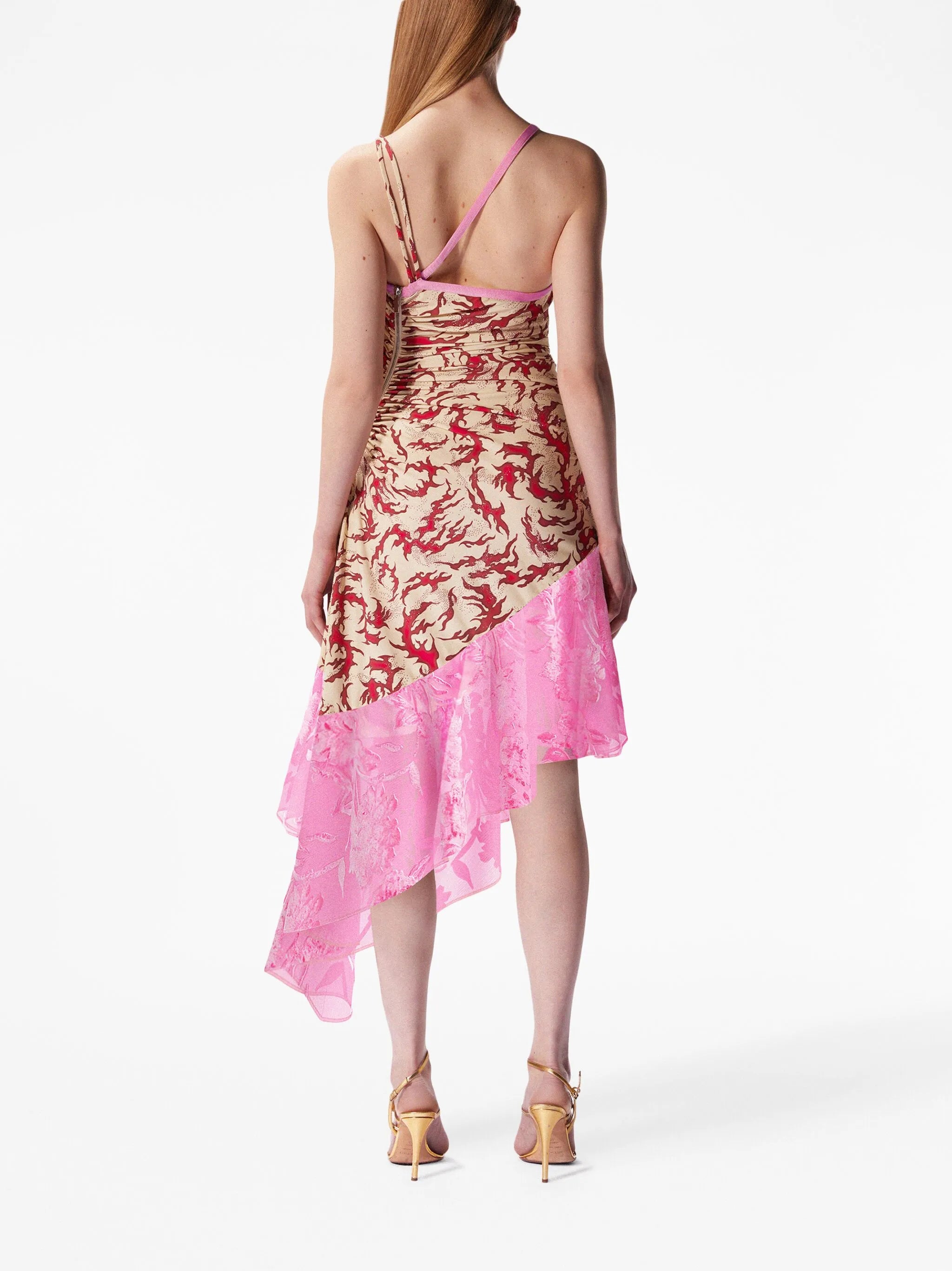 Albi asymmetric ruched midi dress