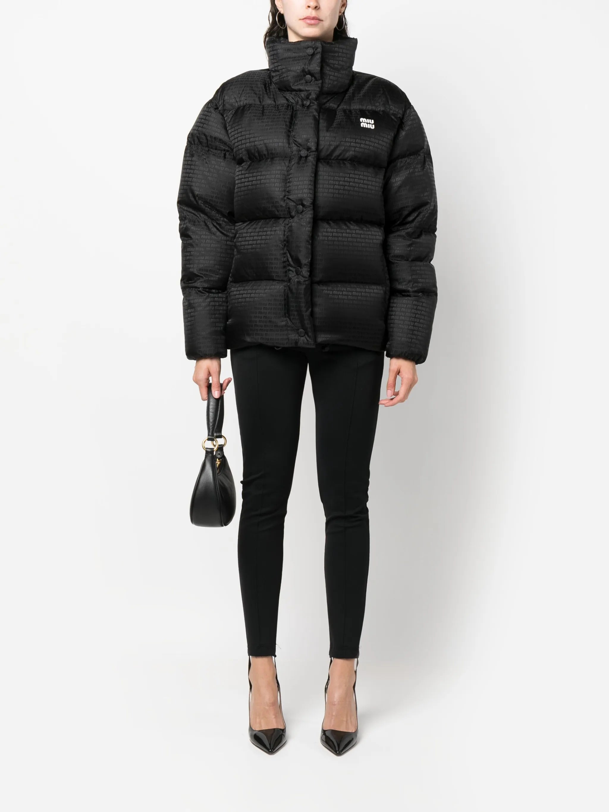 logo-print quilted jacket