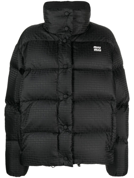 logo-print quilted jacket