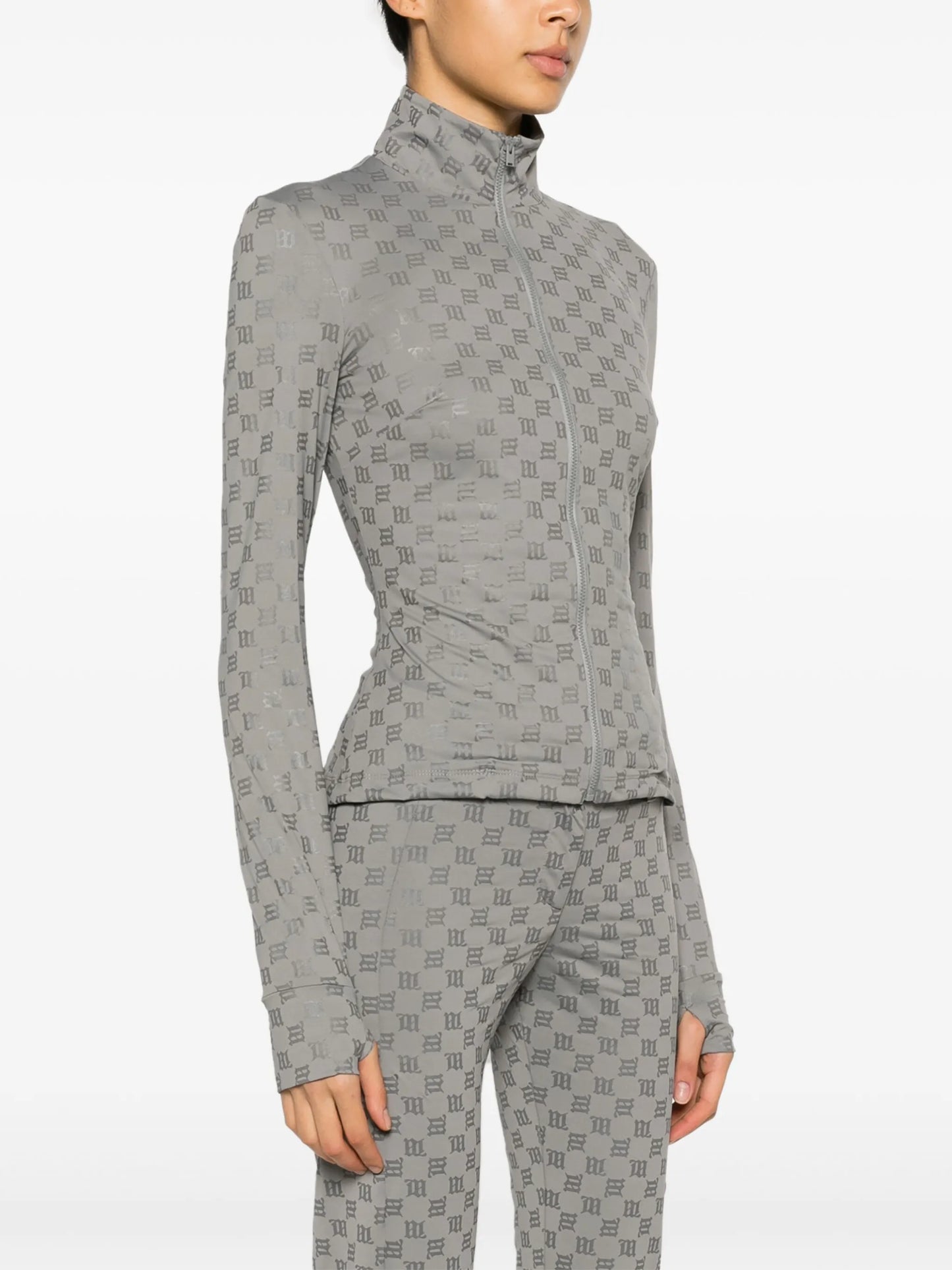 monogram zip-up fitted jacket