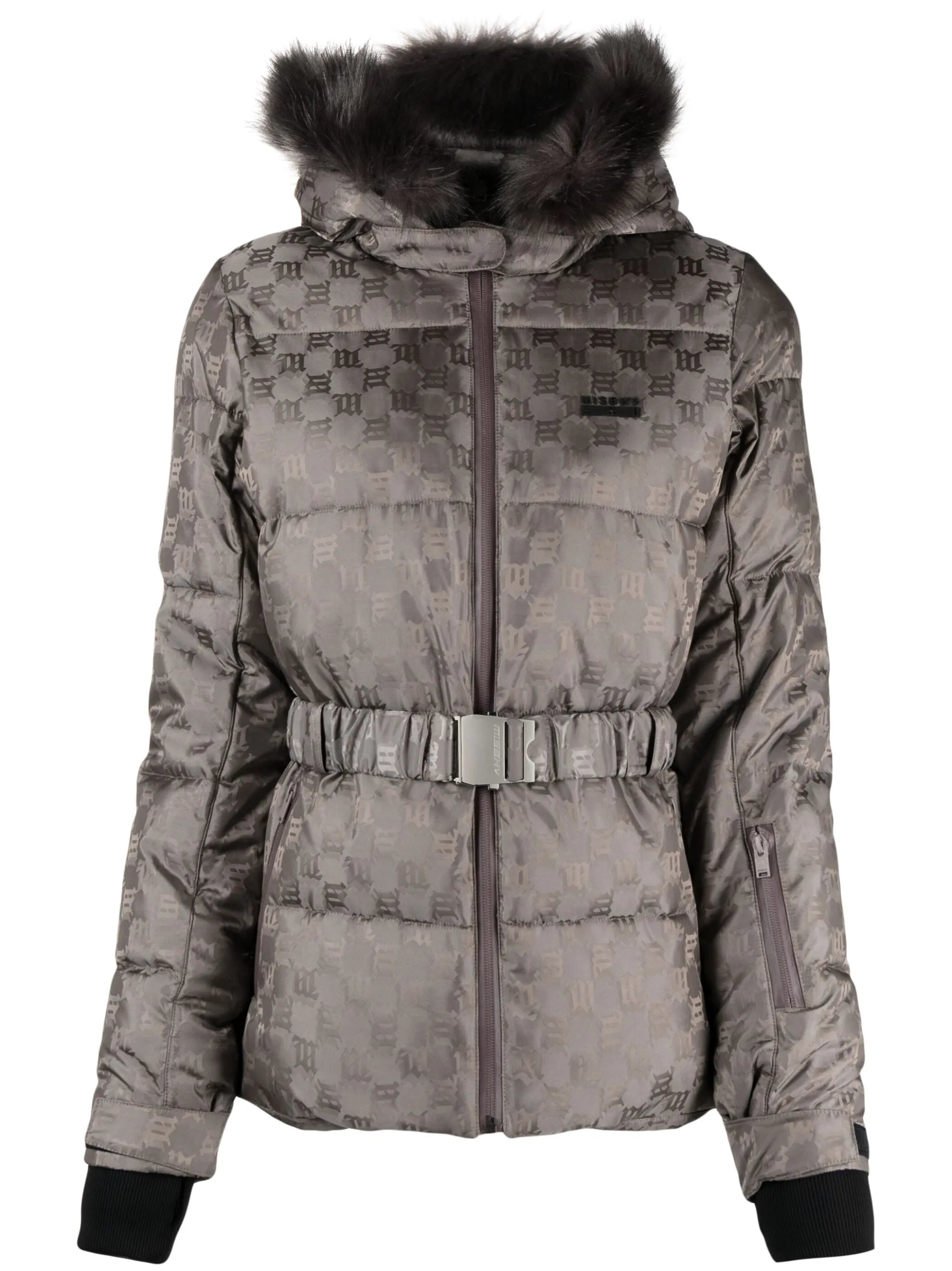 monogram-print ski jacket