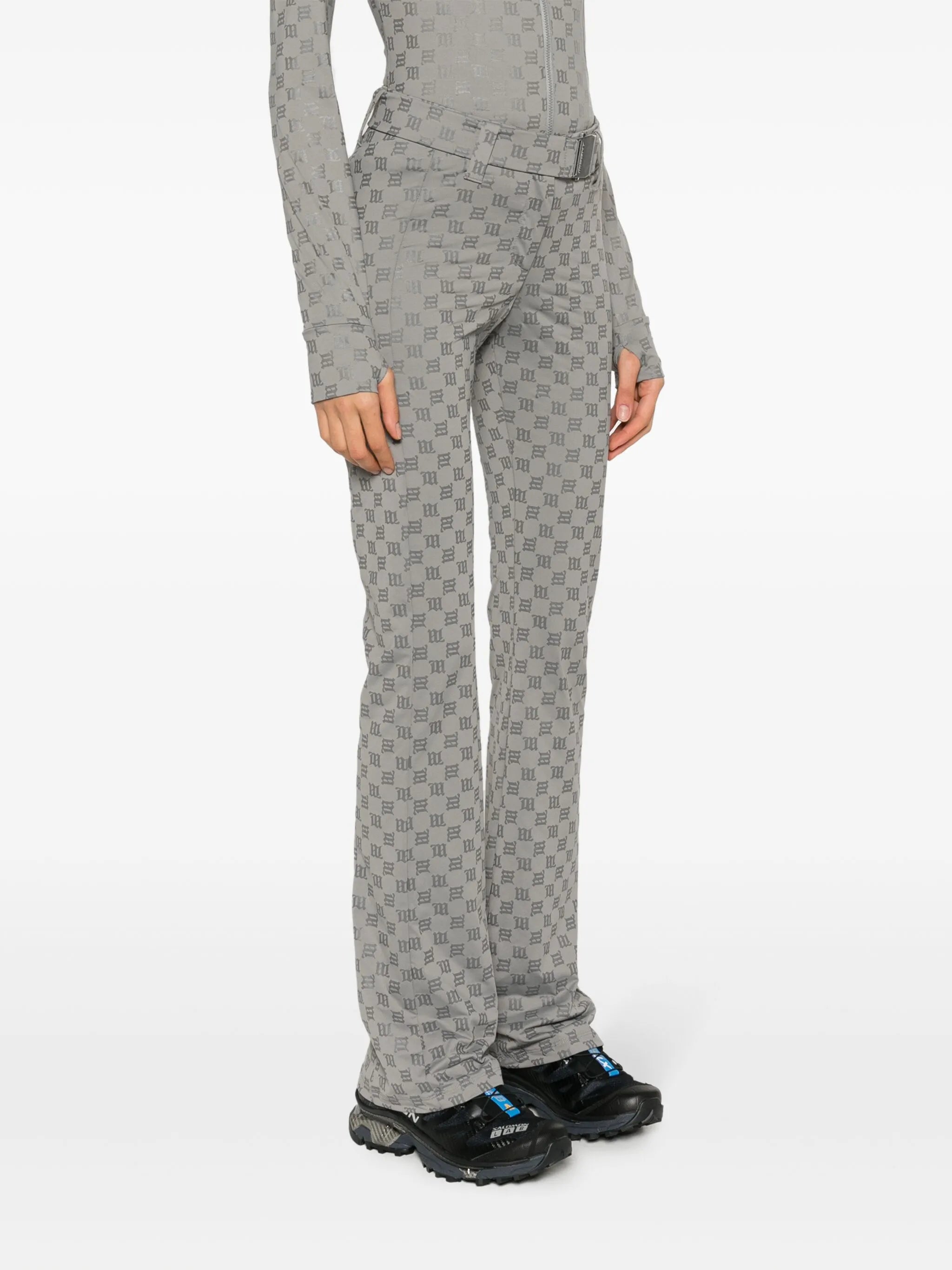 monogram-print flared trousers