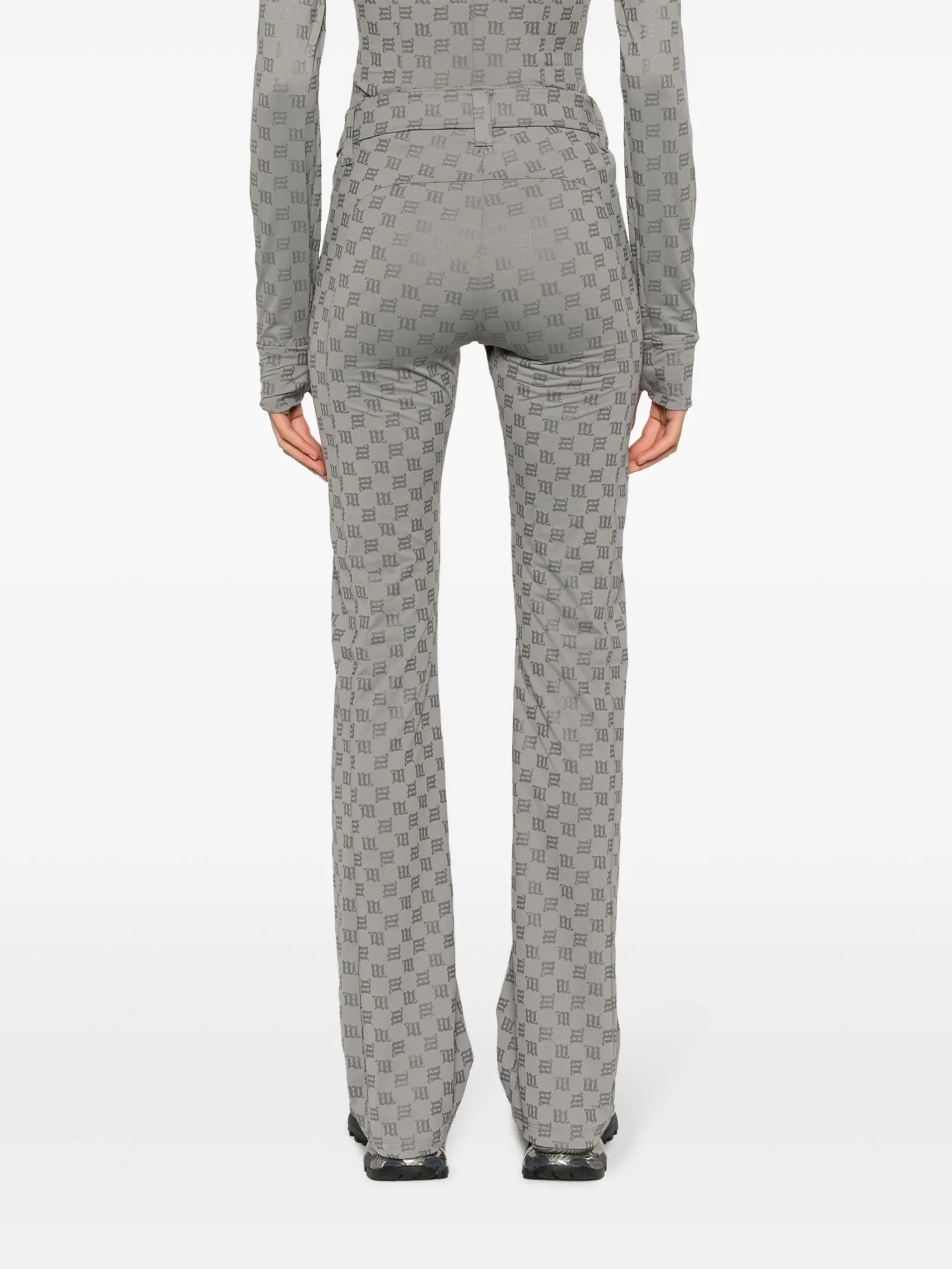 monogram-print flared trousers