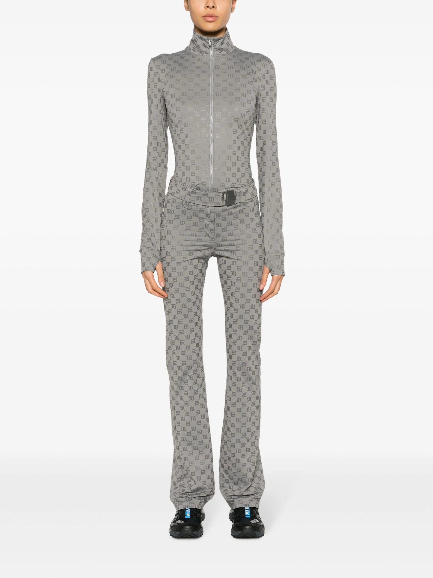 monogram-print flared trousers