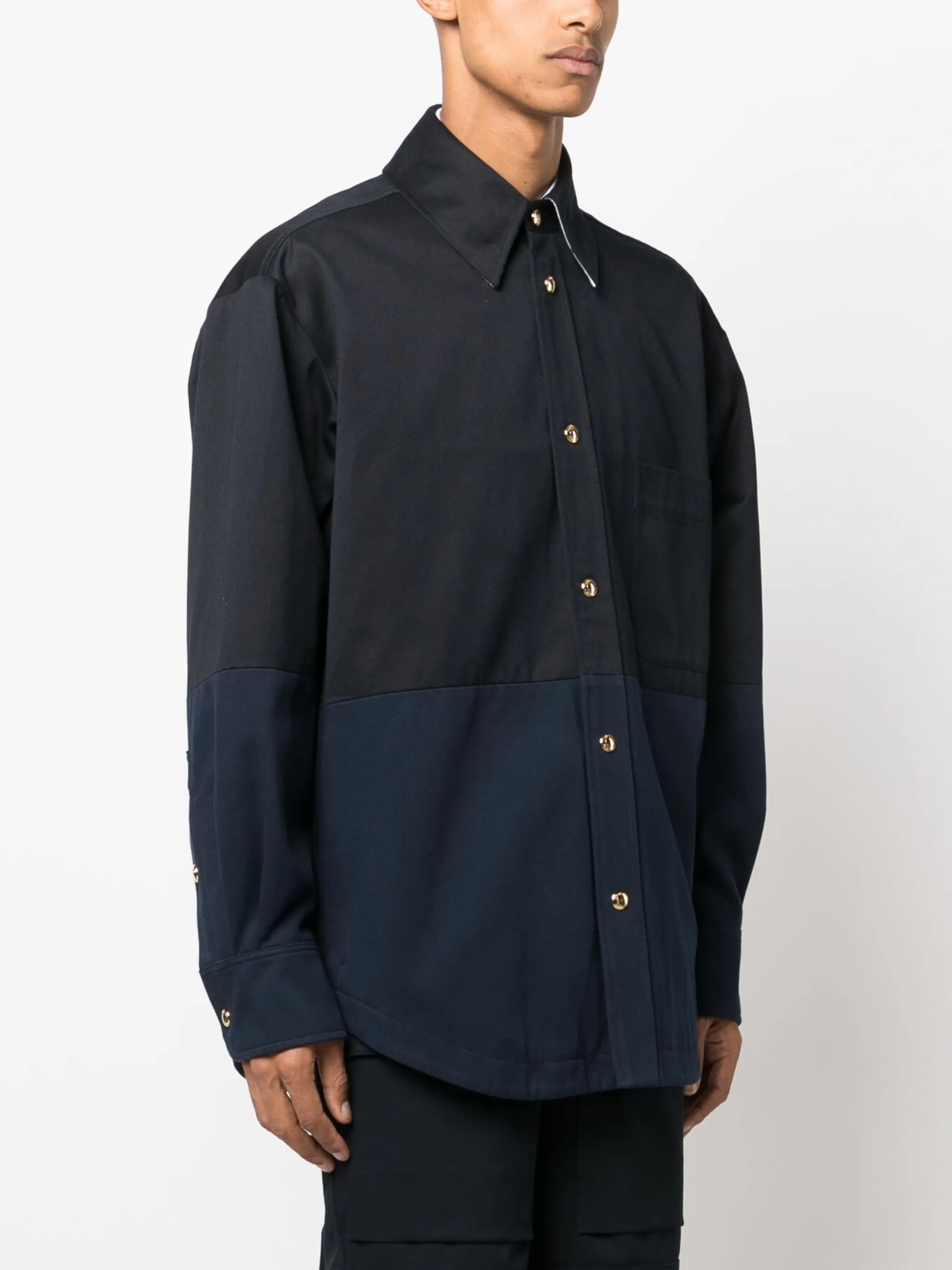 two-tone cotton-gabardine jacket