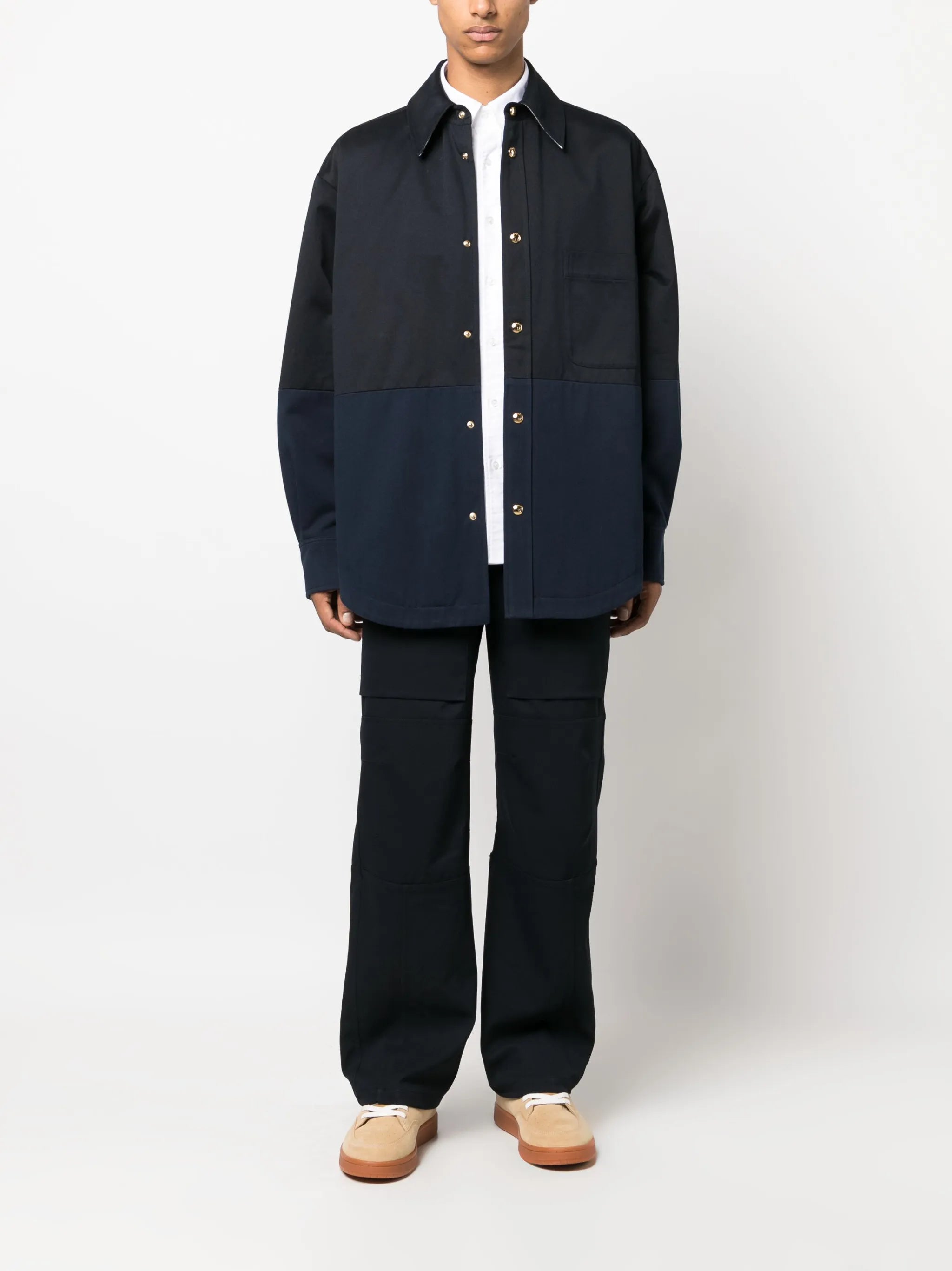 two-tone cotton-gabardine jacket