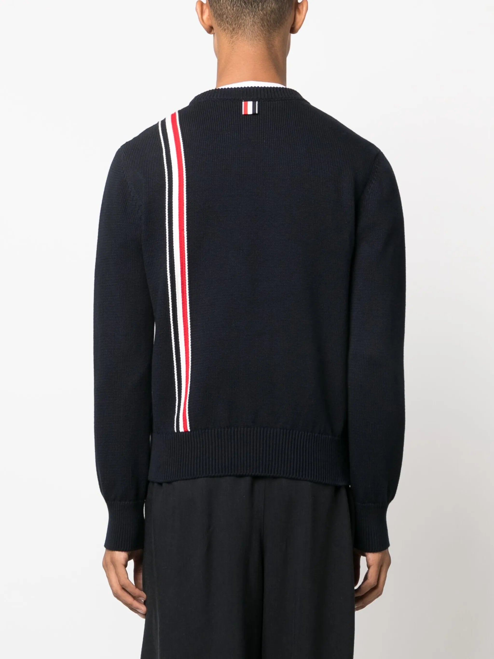 RWB-stripe intarsia cotton jumper