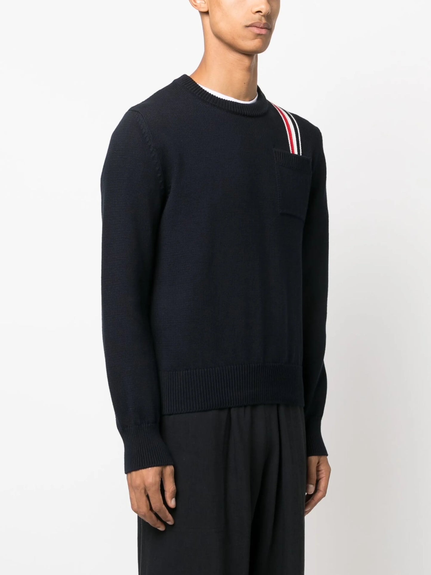 RWB-stripe intarsia cotton jumper