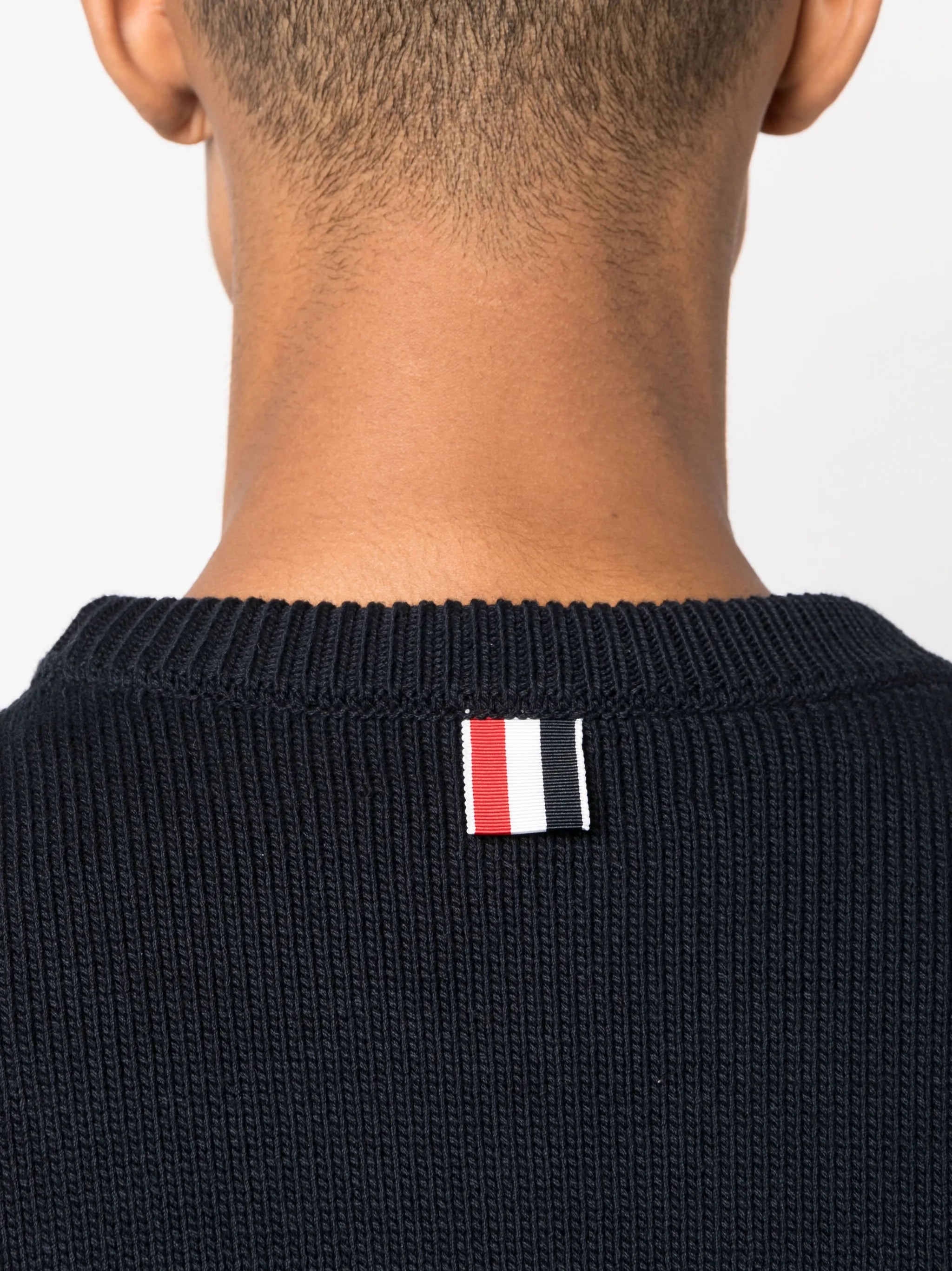 RWB-stripe intarsia cotton jumper