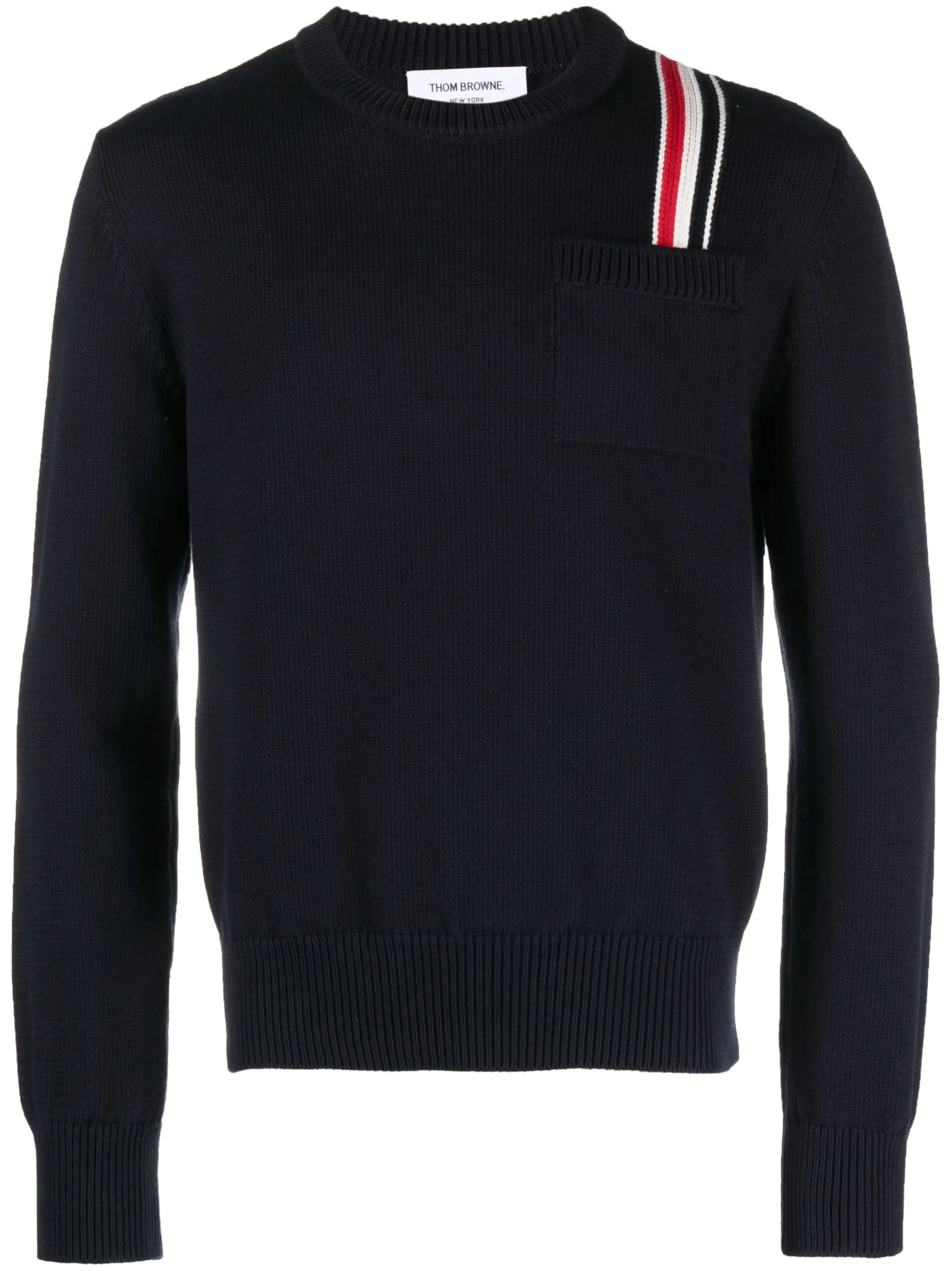 RWB-stripe intarsia cotton jumper