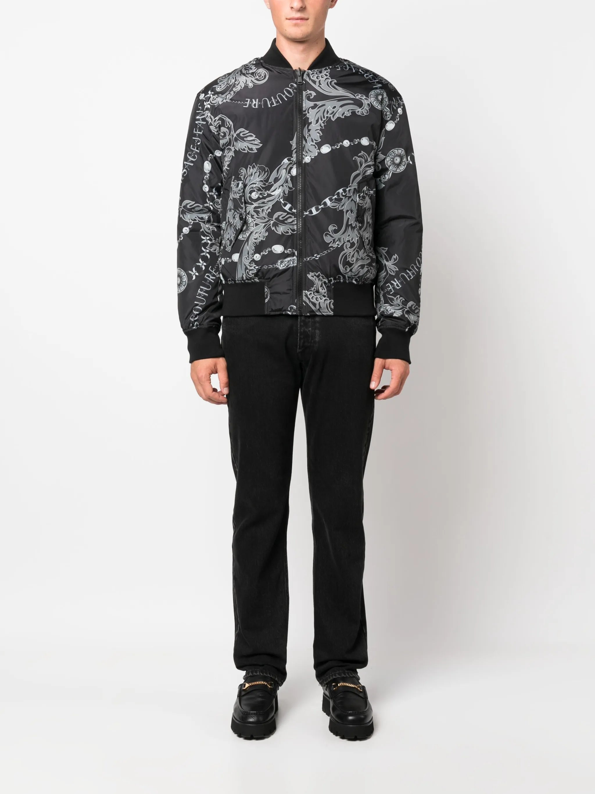 baroque-print bomber jacket