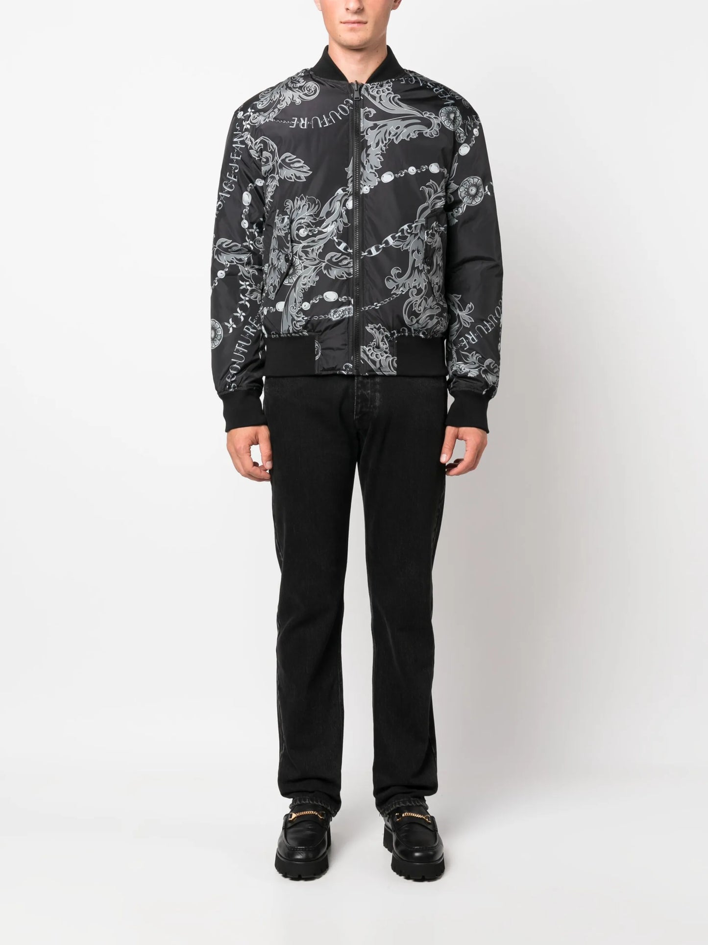 baroque-print bomber jacket