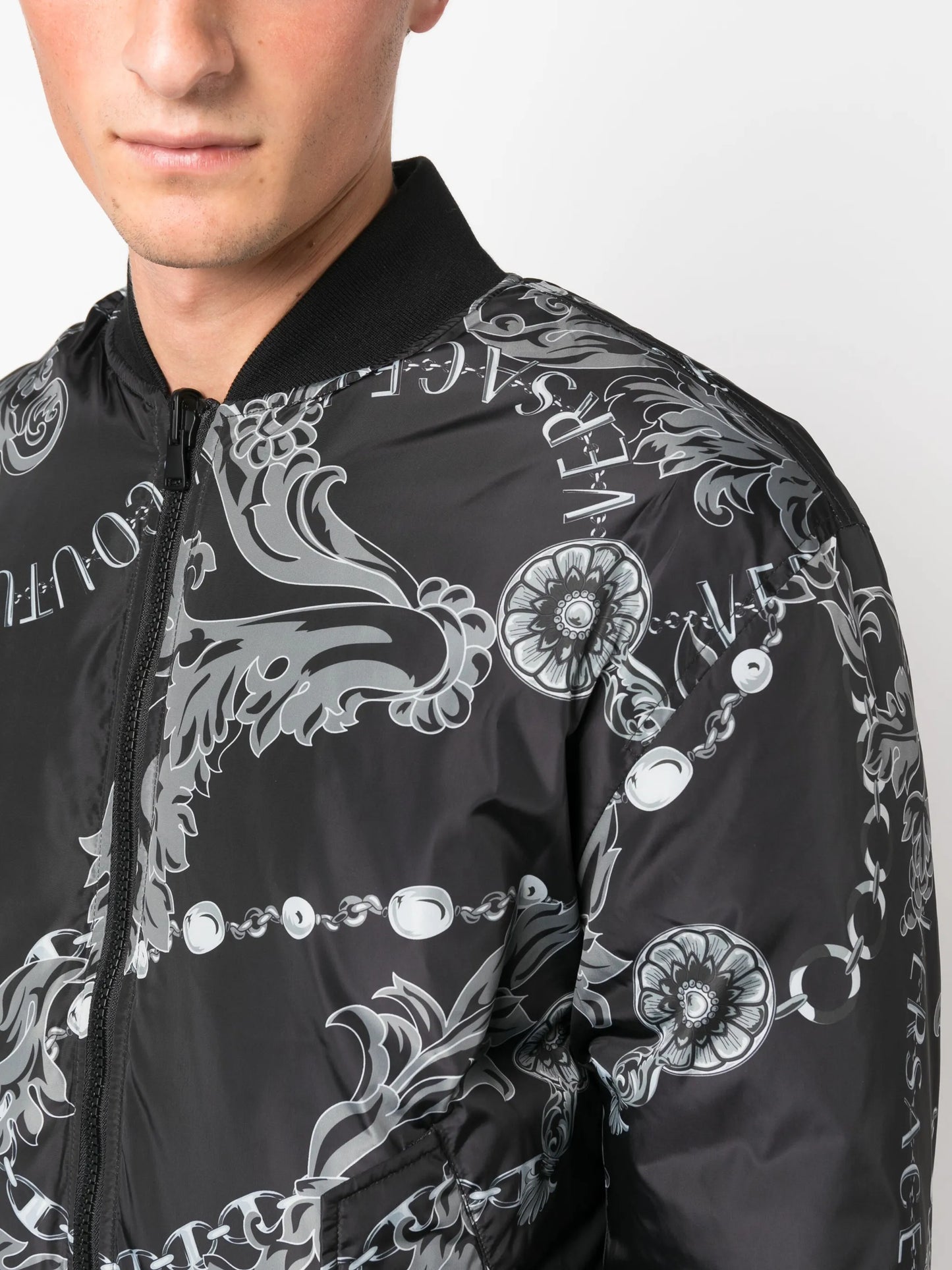 baroque-print bomber jacket