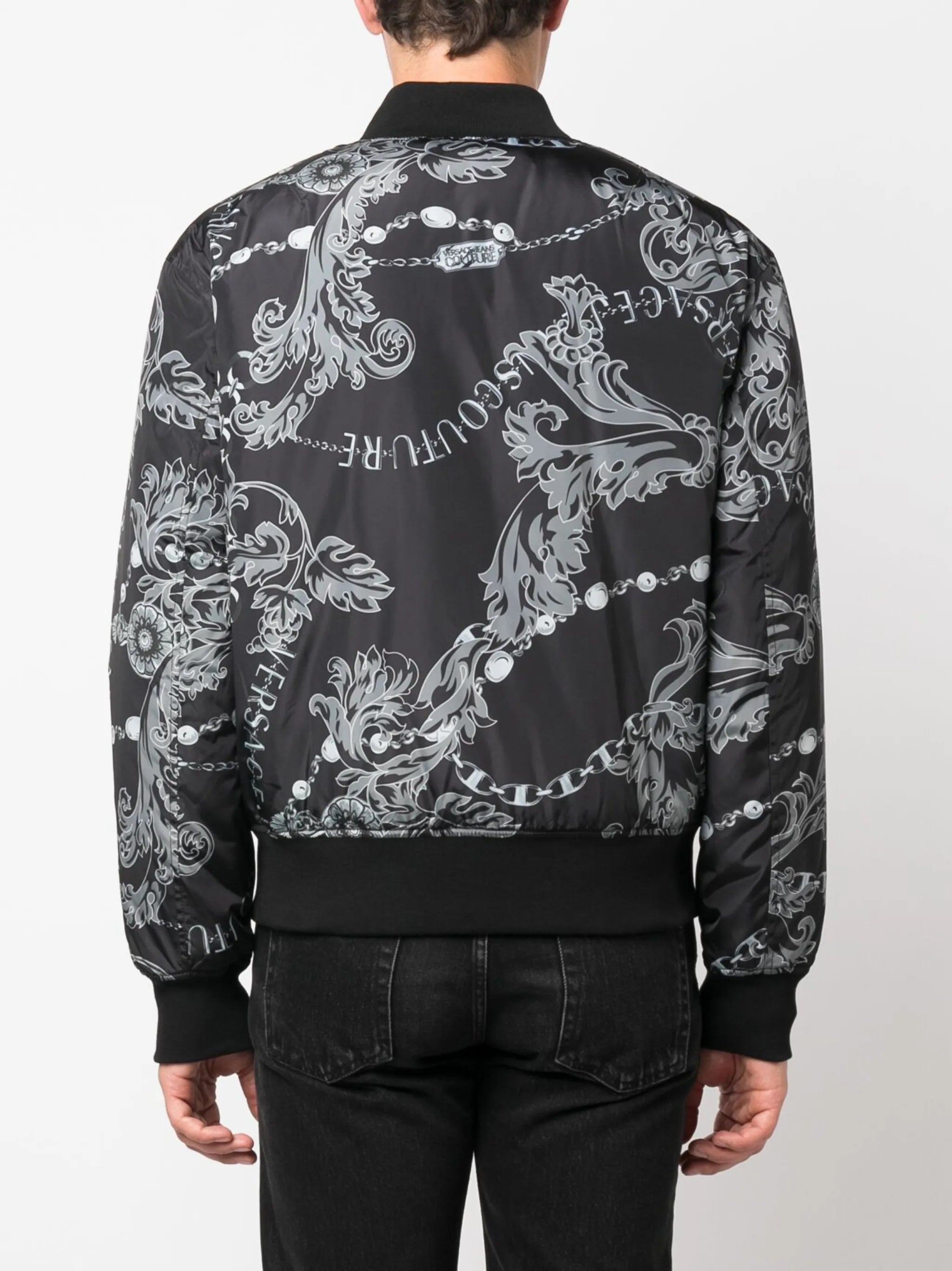 baroque-print bomber jacket