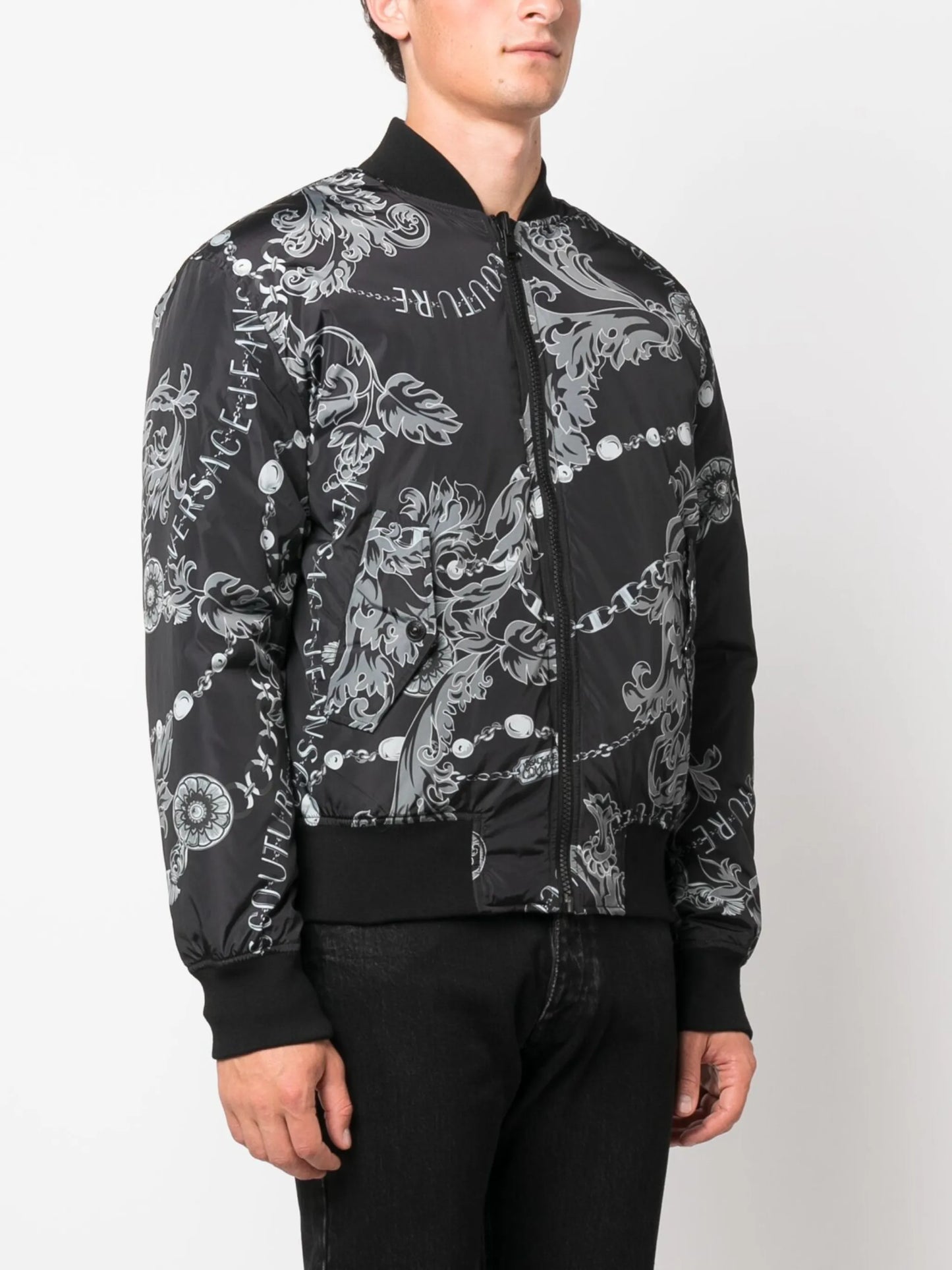 baroque-print bomber jacket